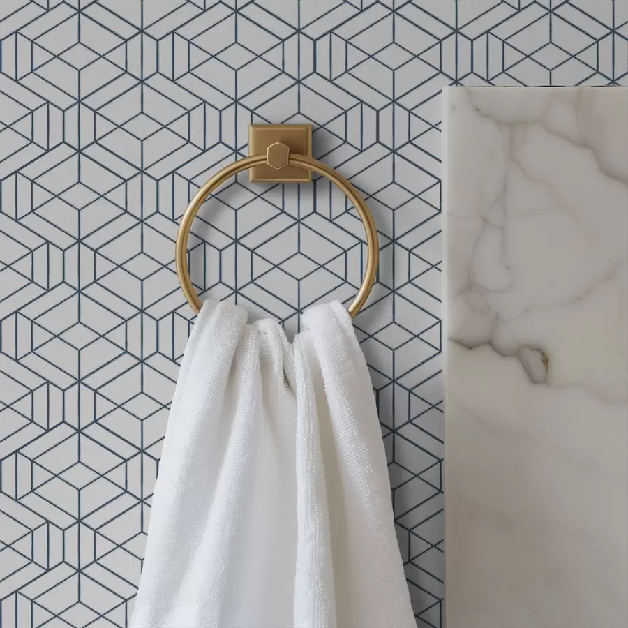 Fototapetai Balta fono spalva su mėlynais trimačiais geometriniais kubais a01067