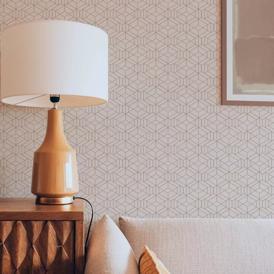 Fototapetai Šiltas smėlio spalvos fonas su smulkiais grafiniais kubeliais a01067v3