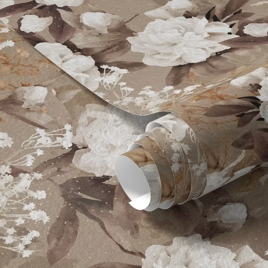 Fototapetai Šiltos smėlio spalvos bijūnai ant tekstūruoto fono a01087