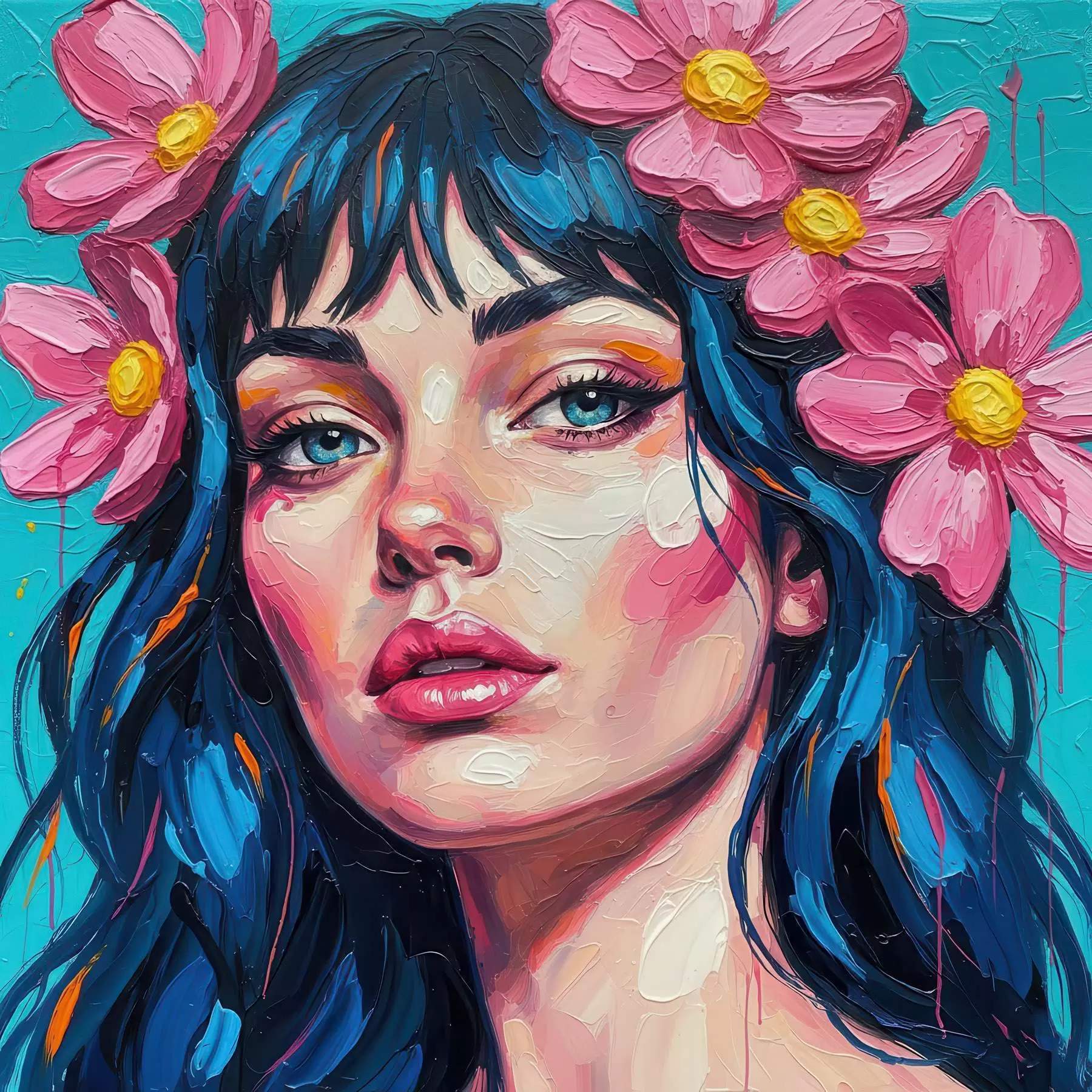 Paveikslėlis Mergina su gėlėmis plaukuose s46846