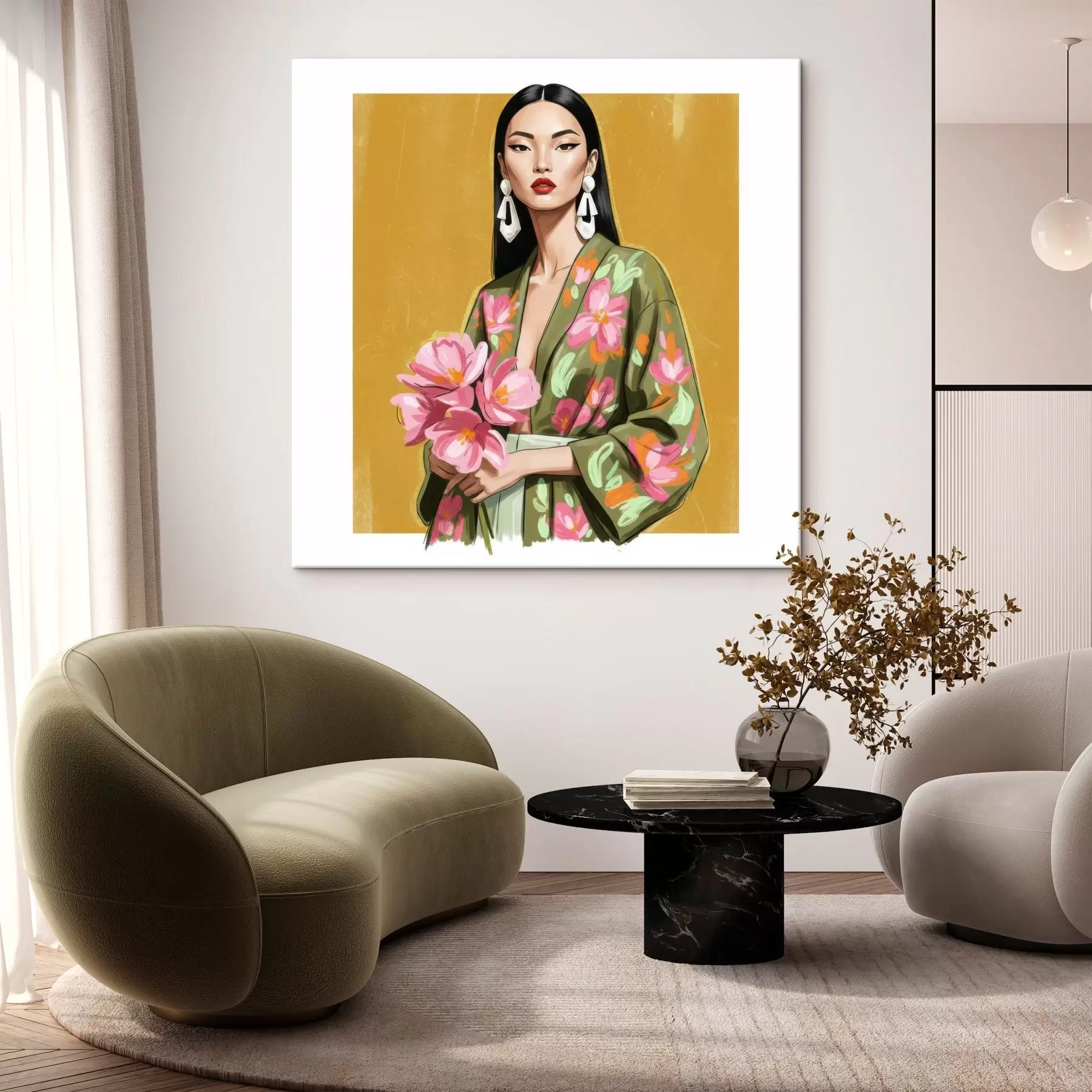 Paveikslėlis Mergina su gėlių puokšte s46850