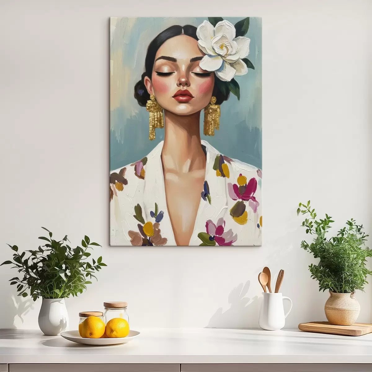 Paveikslėlis Mergina su gėle plaukuose s46852