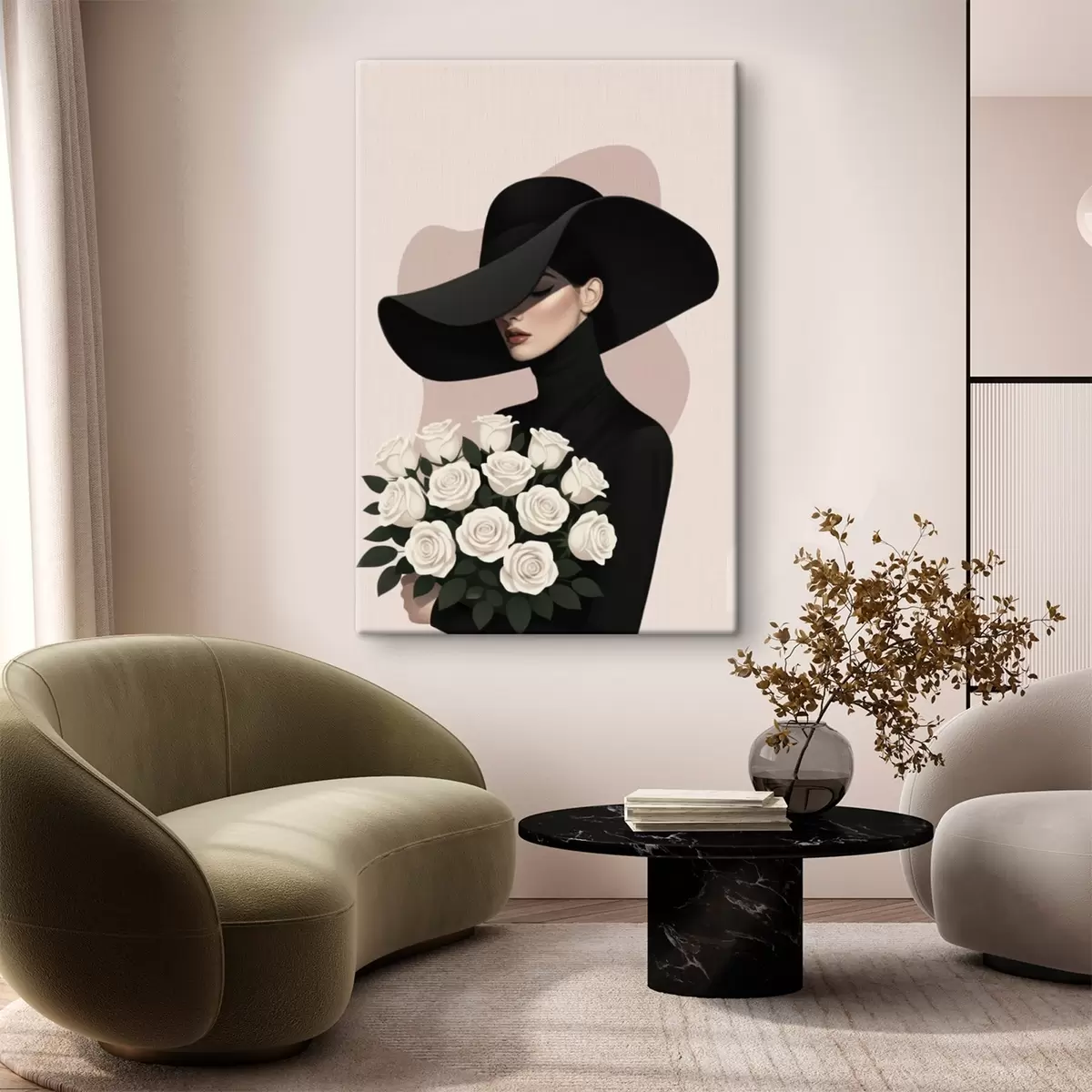 Paveikslėlis Mergina su rožių puokšte s46854