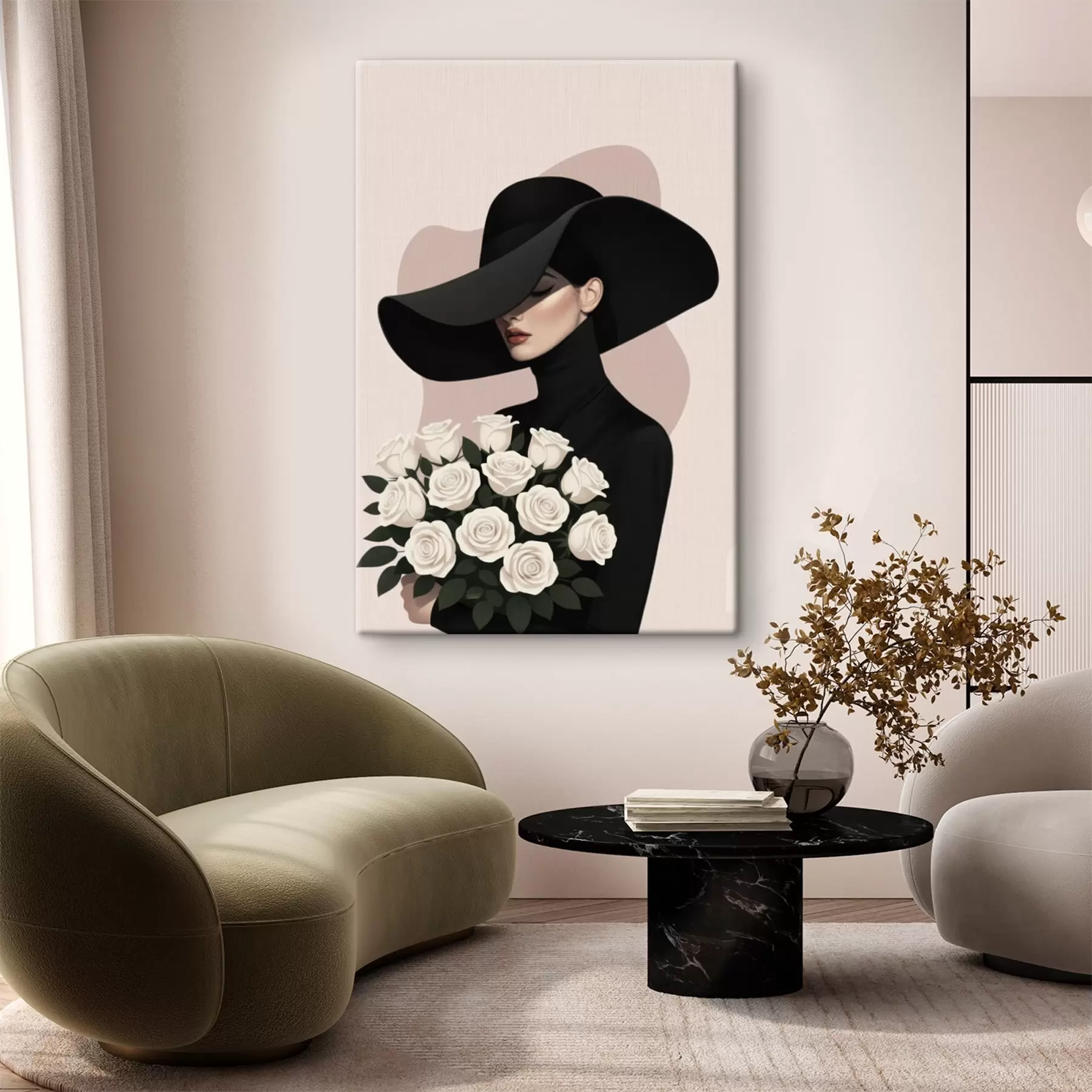 Paveikslėlis Mergina su rožių puokšte s46854