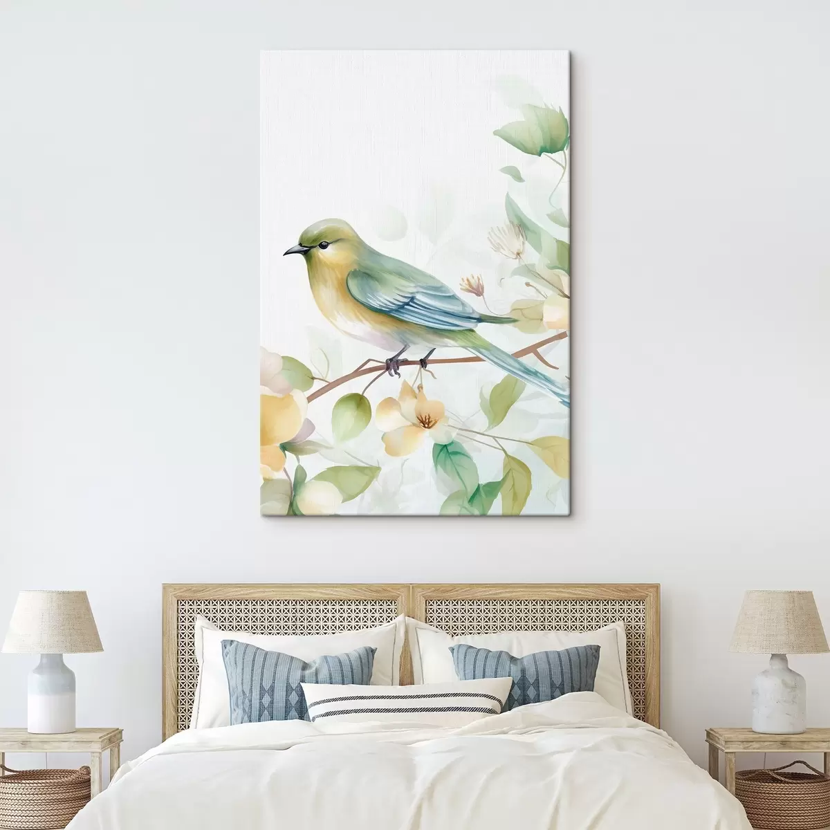 Paveikslėlis Titmouse ant šakos, imitacija akvarelė s46892