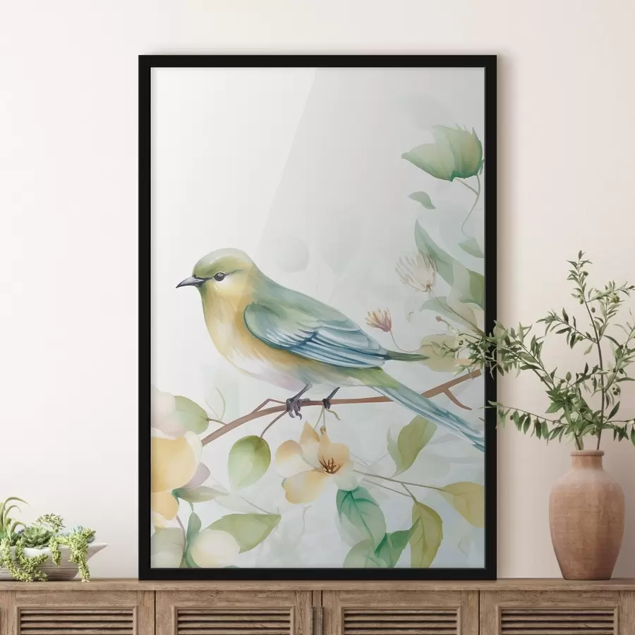 Fototapetai Titmouse ant šakos, imitacija akvarelė f46892