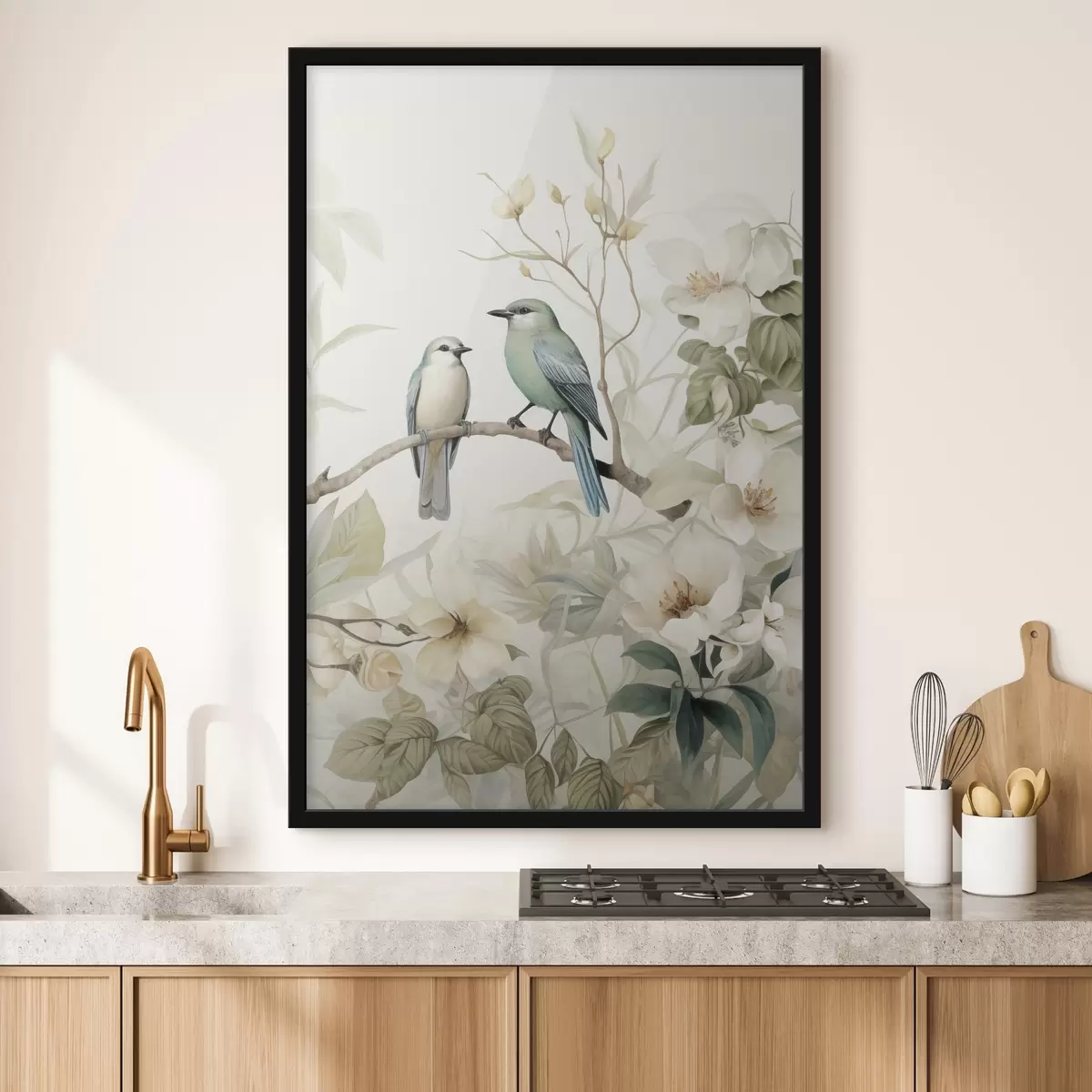 Plakatas Du paukščiai ant jazminų šakų f46896
