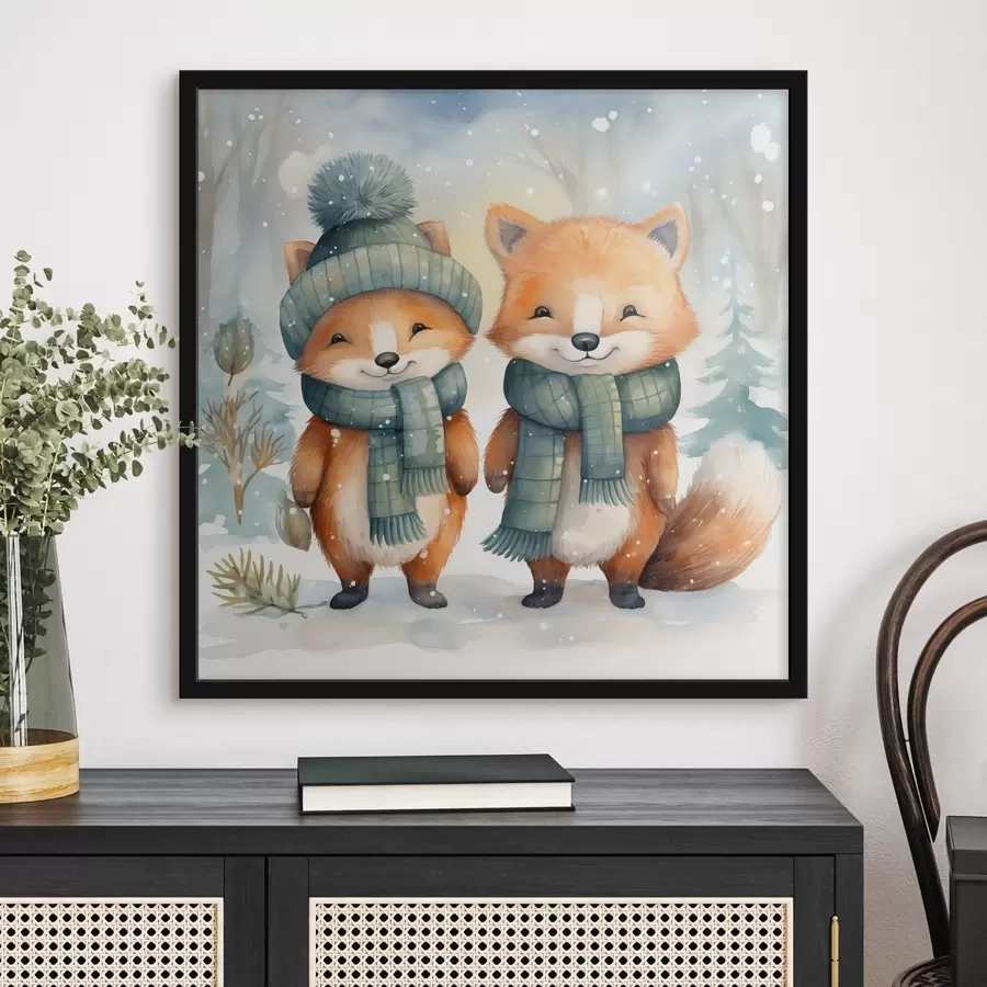 Fototapetai Dvi mažos lapės, imituojantis akvarelė f46969