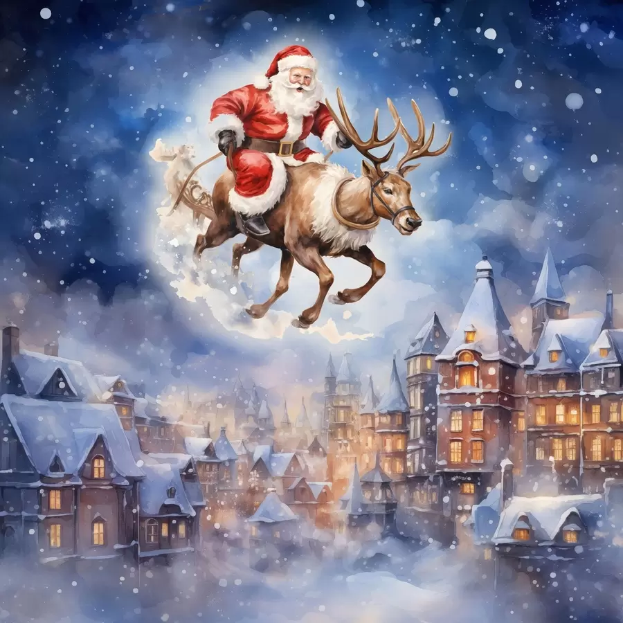 Fototapetai Pasakų Nauji metai, Kalėdų Senelis rogėse f46972