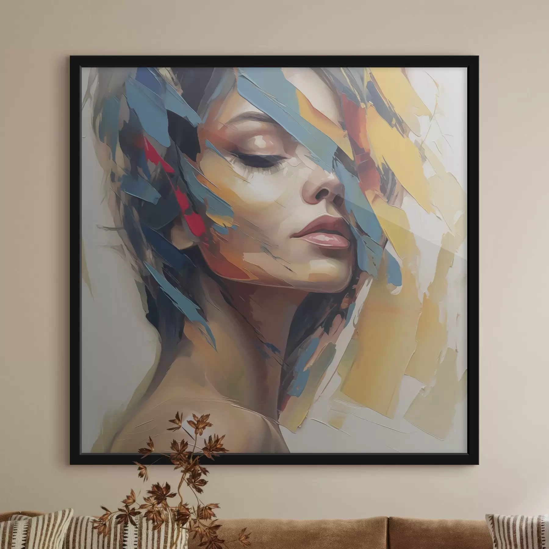 Fototapetai Abstraktus moters portreto imitacija tapyboje f46918