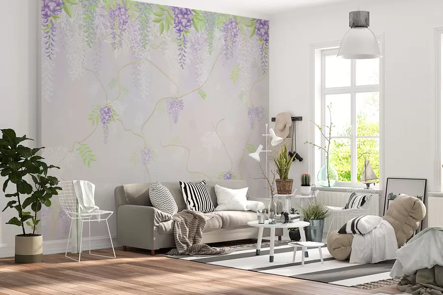 Fototapetai Elegantiškas gėlių dizainas pastelinėmis spalvomis w01685