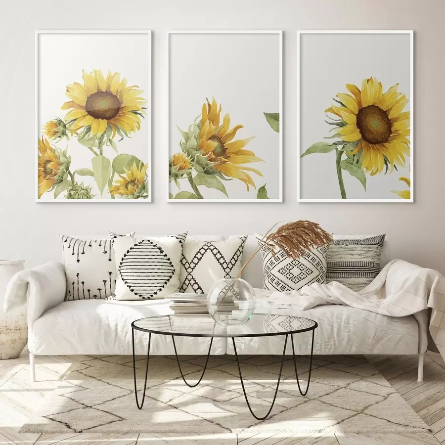 Fototapetai Spalvingos akvarelinės saulėgrąžos d00334