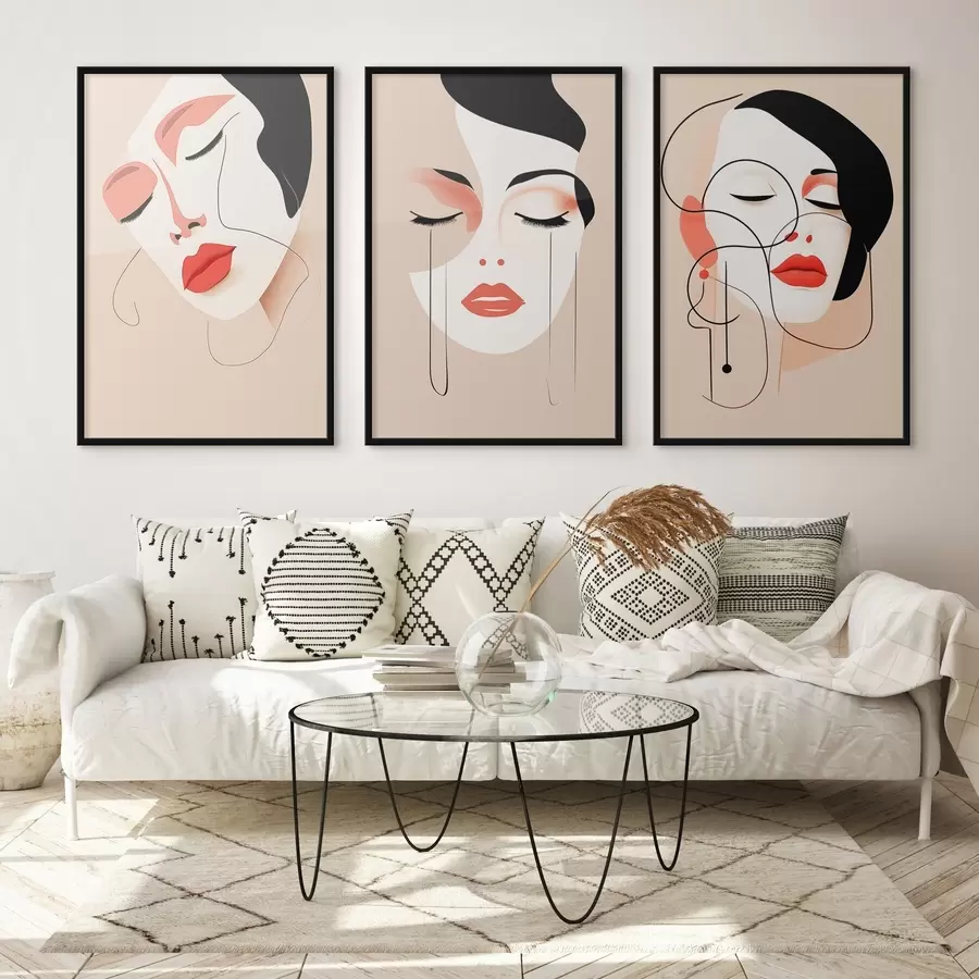 Fototapetai Harmonija, trys veidai, ryškios spalvos d00454