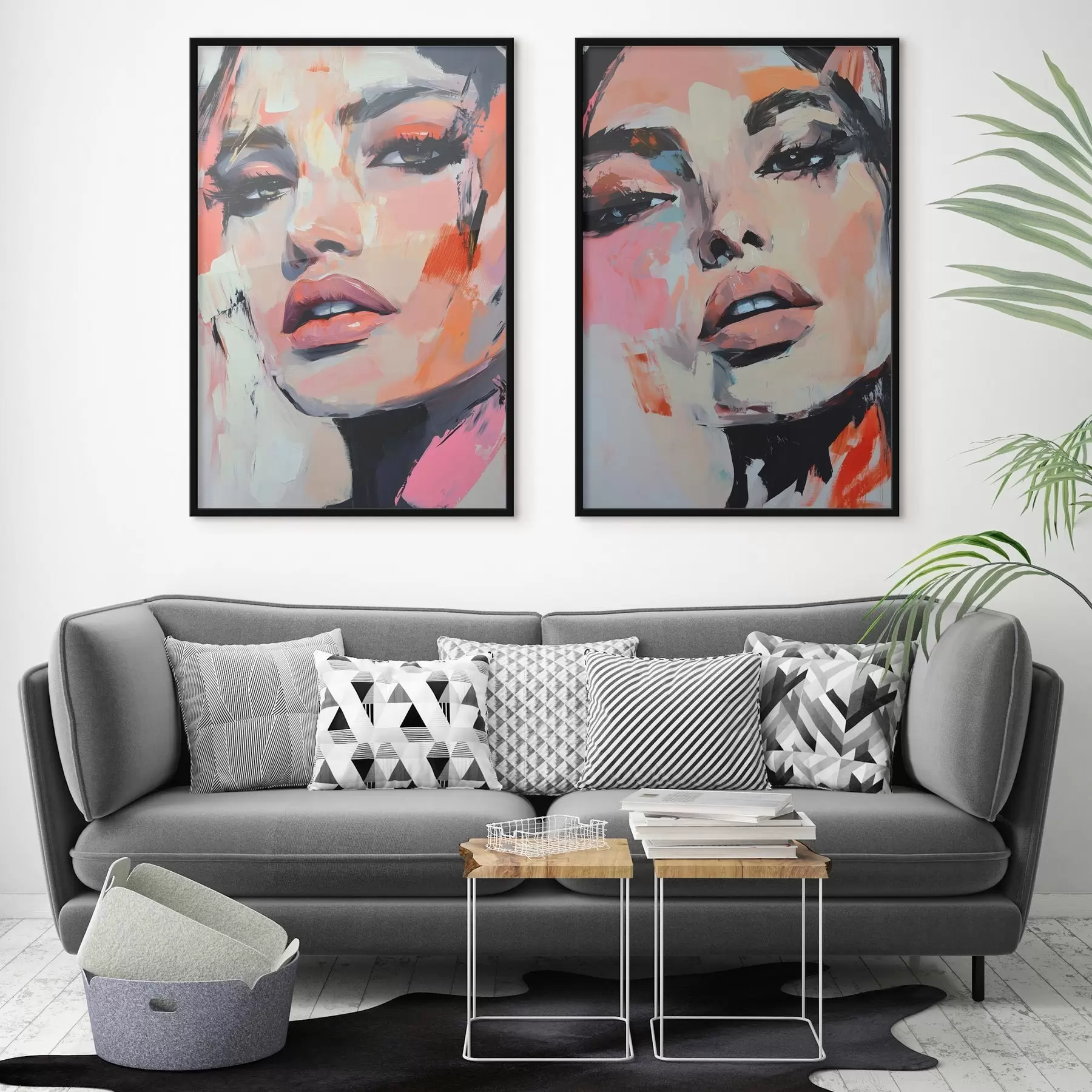 Fototapetai Moterų portretai su imitaciniais potėpiais d00508