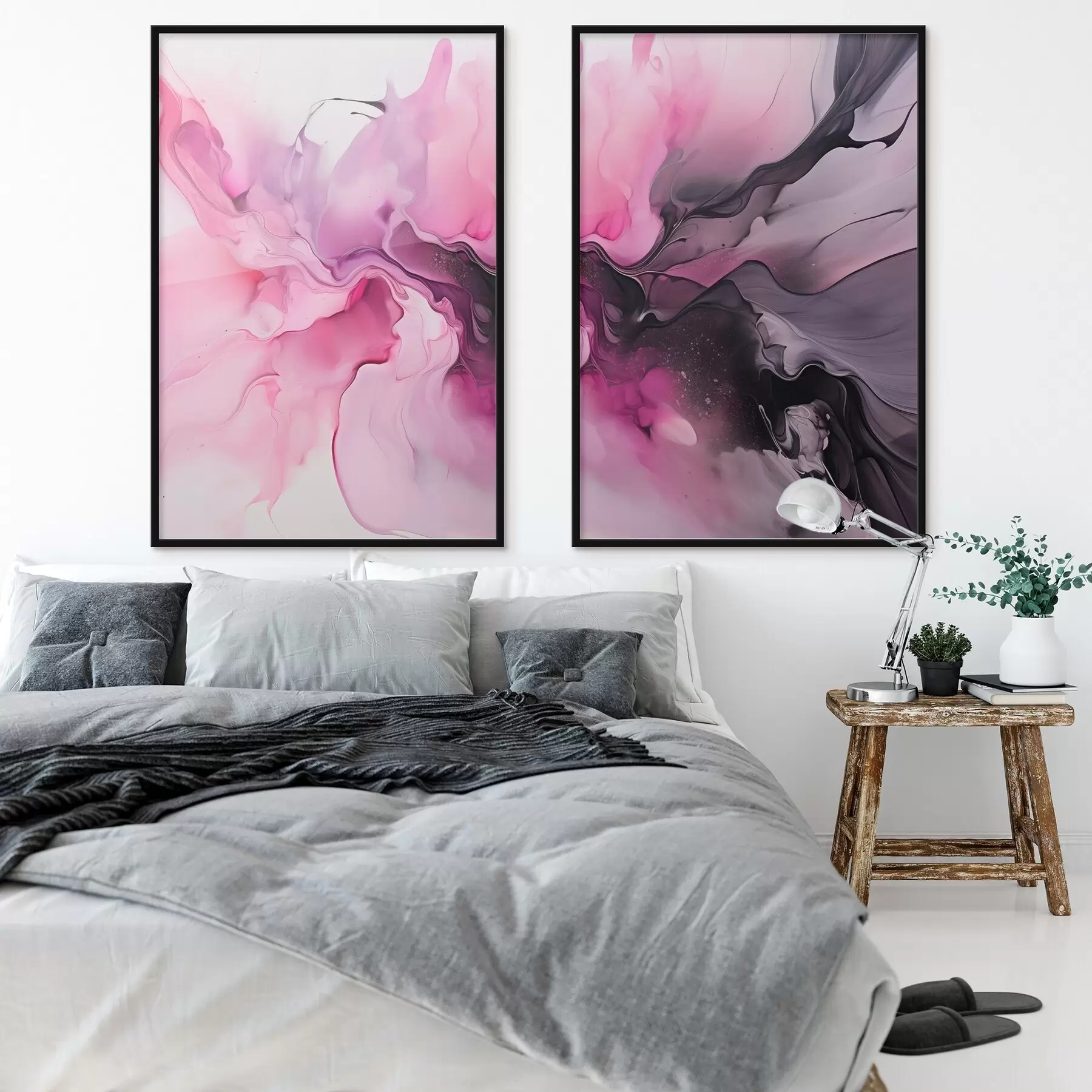 Fototapetai Abstraktūs rausvos, violetinės ir juodos spalvos sūkuriai susilieja į sklandžią, organišką kompoziciją ir sukuria judėjimo įspūdį d00532