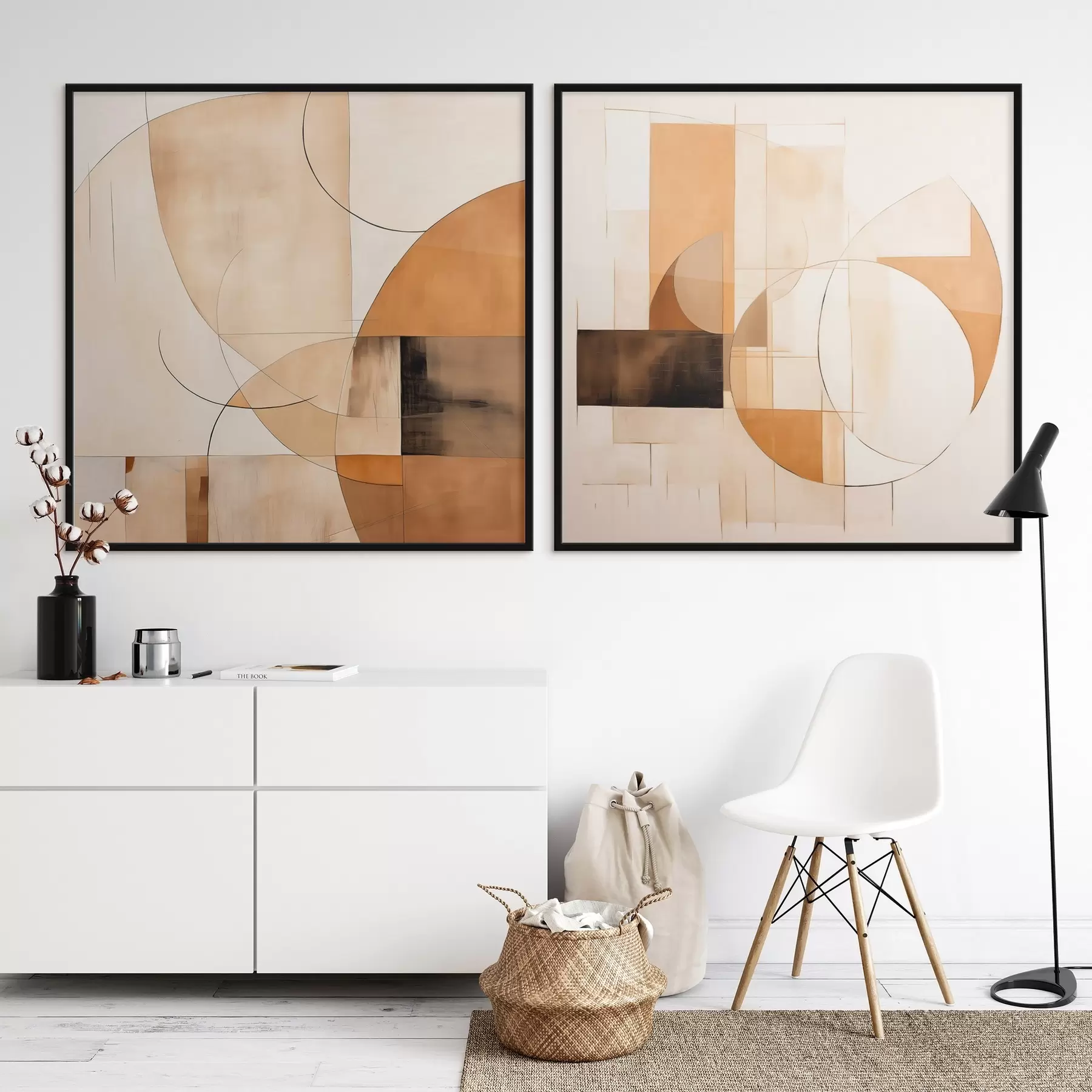 Fototapetai Šiuolaikinė abstrakcija su apskritimais ir linijomis kavos su pienu spalvomis d00898