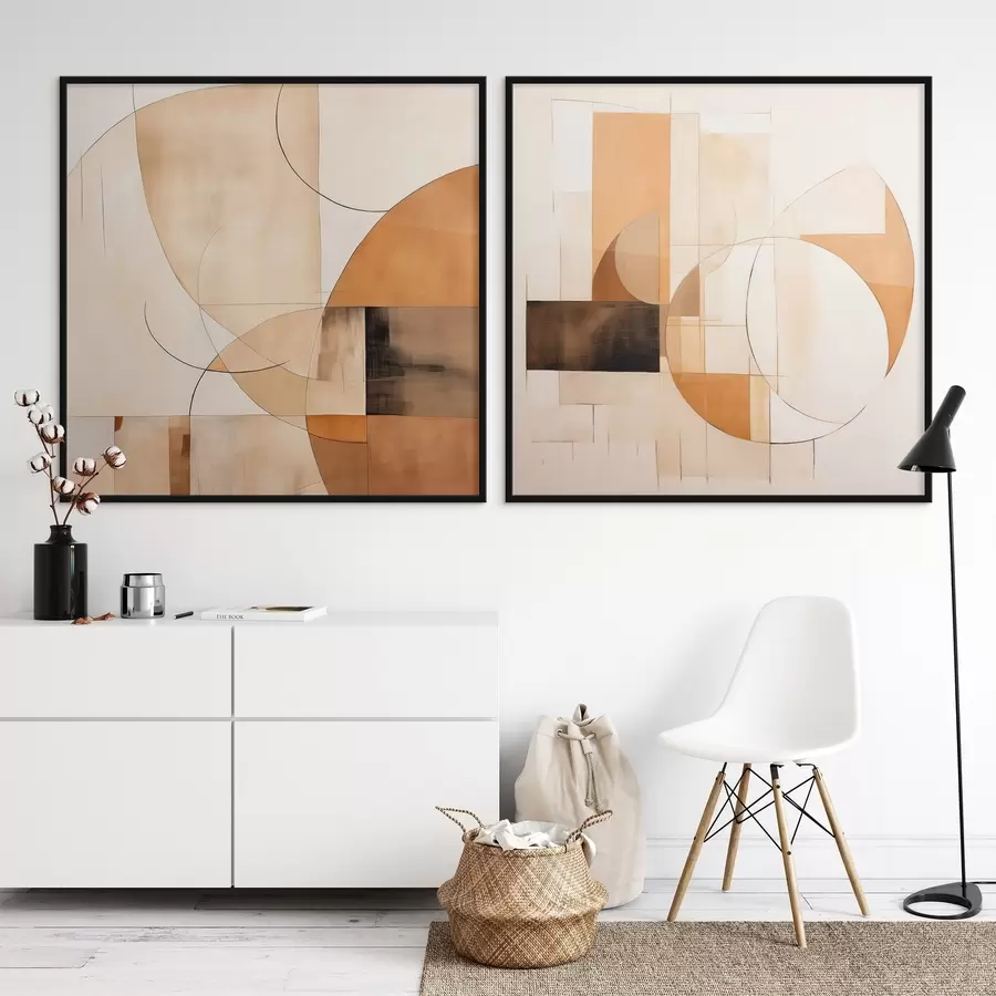 Fototapetai Šiuolaikinė abstrakcija su apskritimais ir linijomis kavos su pienu spalvomis d00898