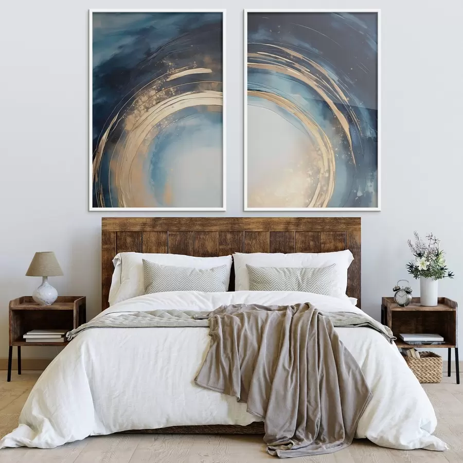 Fototapetai Vidurnakčio mėlynos spalvos apskritimas su metaliniais lankais d00969