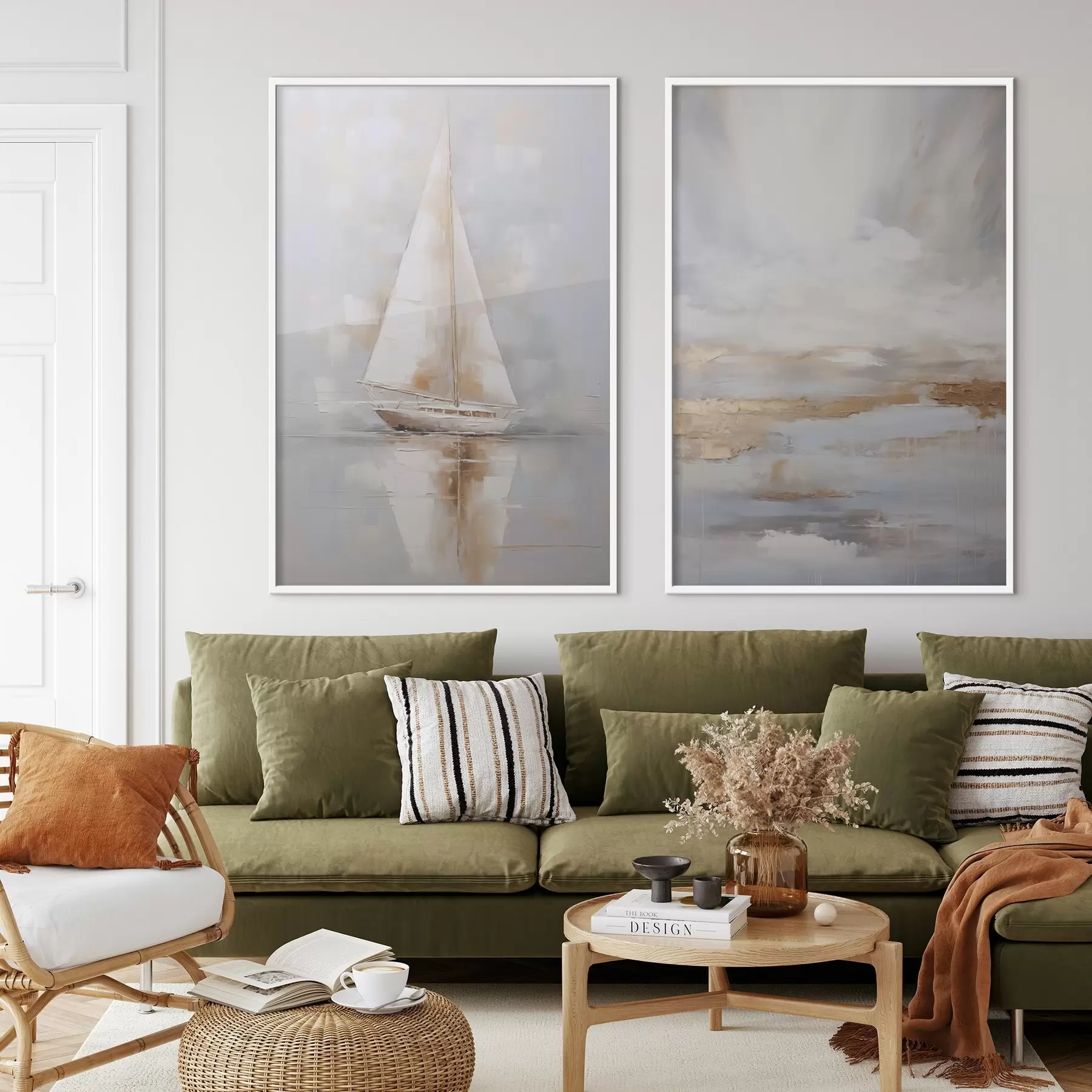 Fototapetai Burlaivis ir abstrakčios kompozicijos tapybos imitacija d00999