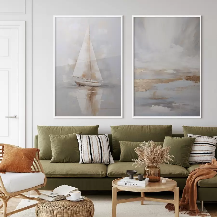 Fototapetai Burlaivis ir abstrakčios kompozicijos tapybos imitacija d00999