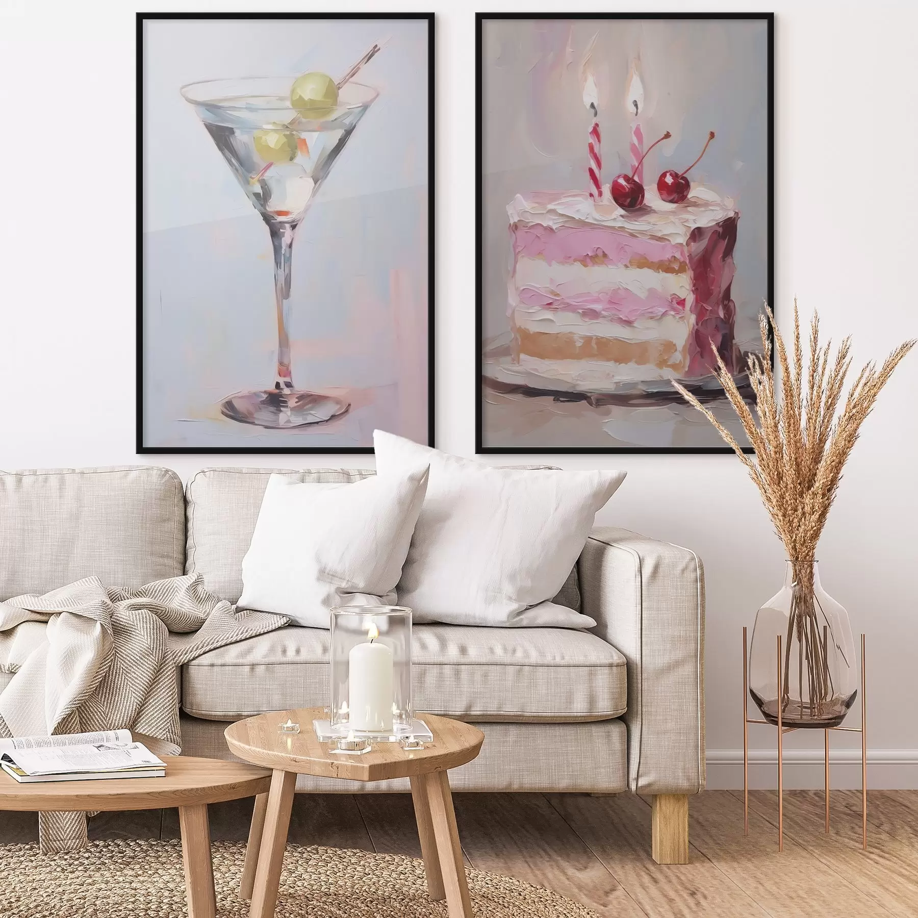 Fototapetai Stiklinė su gėrimu ir gabalėliu torto imitacija d01019