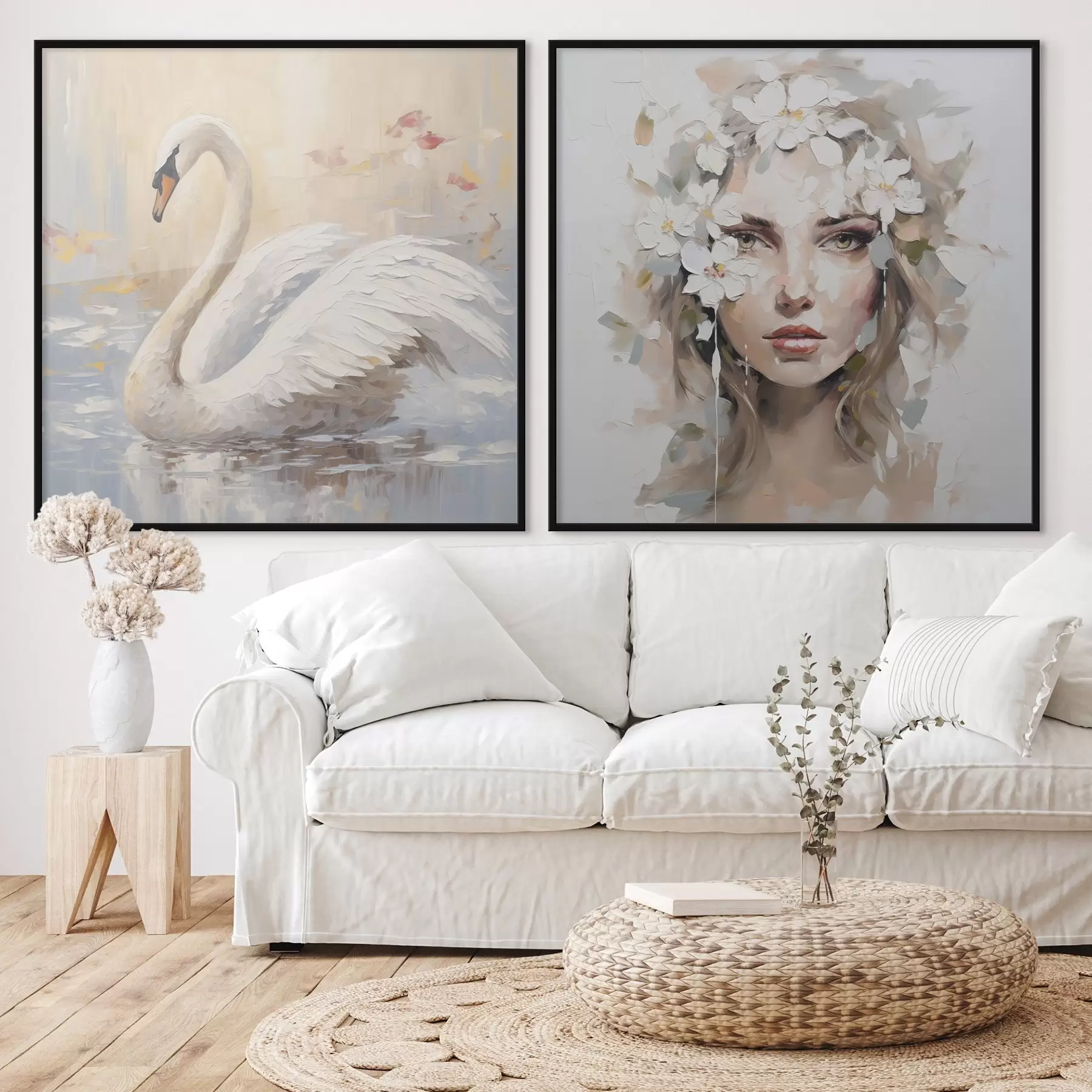 Fototapetai Gulbė ir merginos portretas, imitacija d01030