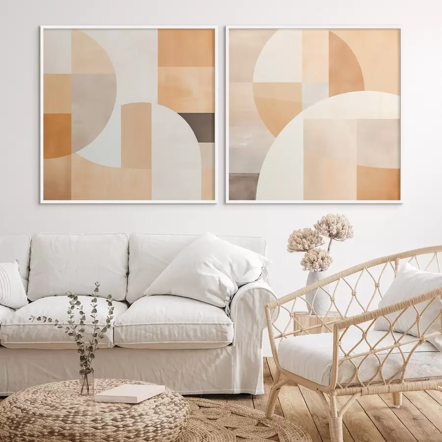 Fototapetai Kompozicija su dideliais pavidalais ir švelniais spalvų blokais d00986