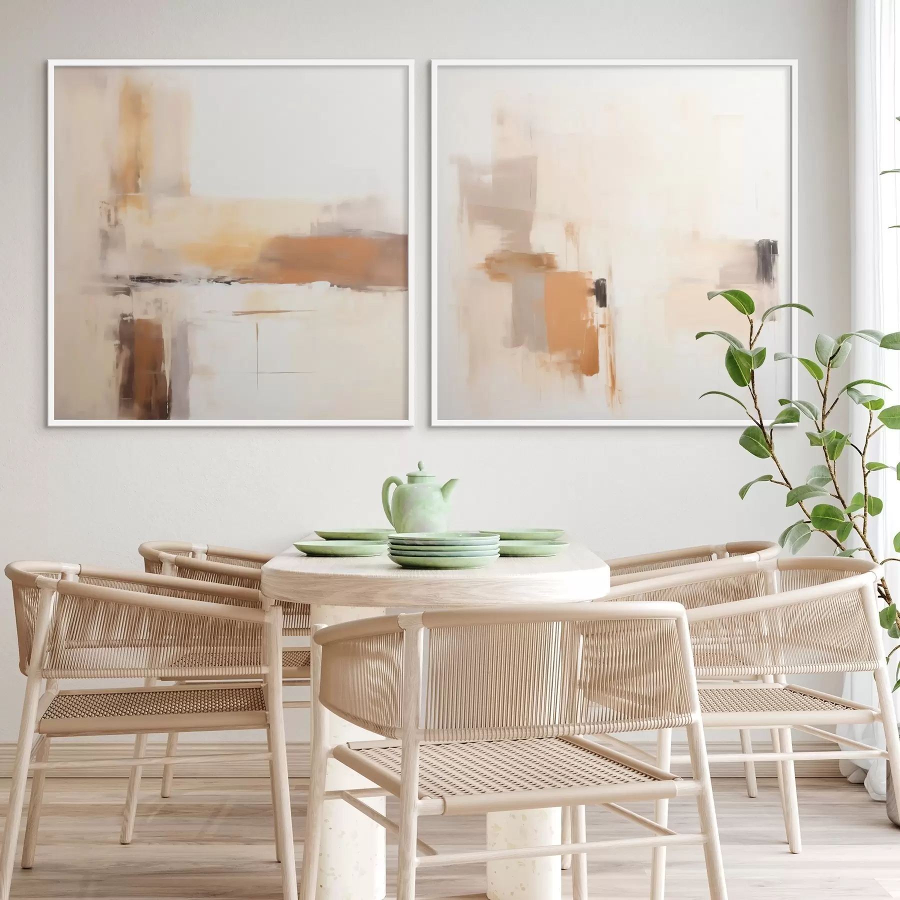 Fototapetai Stilizuota abstrakcija su šiltais atspalviais diptiko formatu d00988