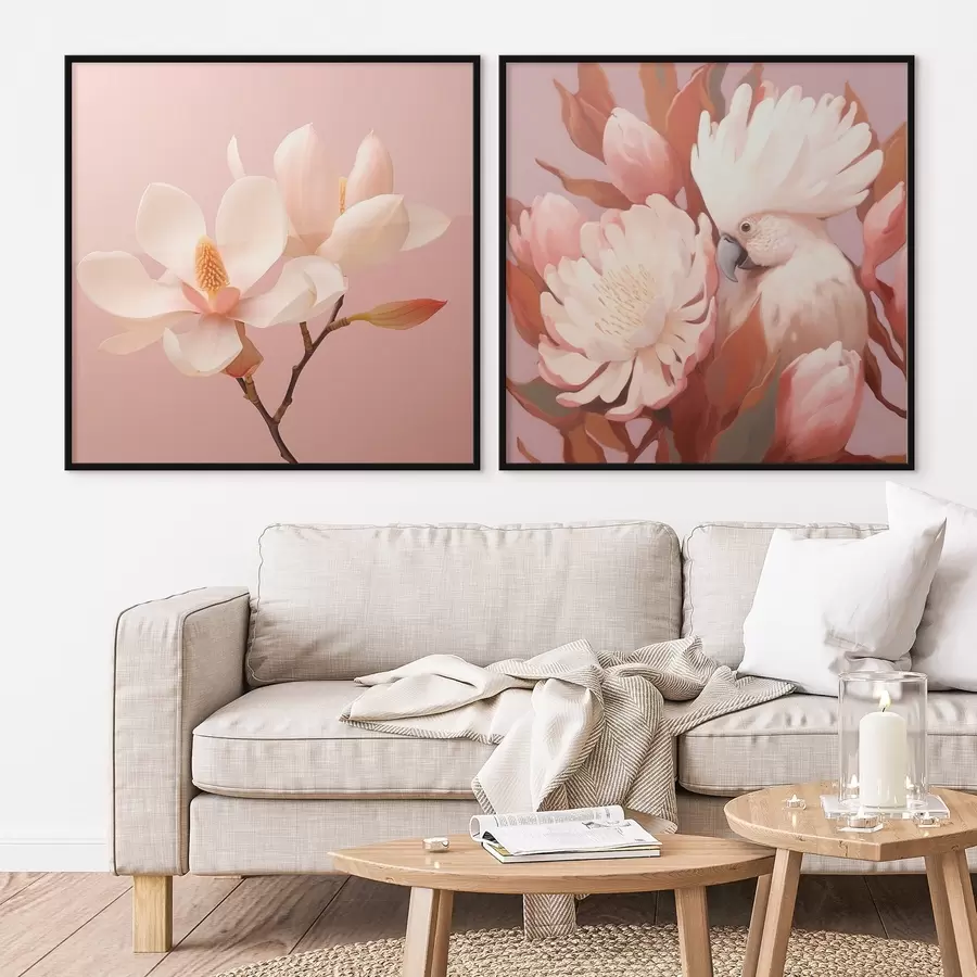 Fototapetai Gėlių kompozicija su paukščiu meniško iliustracijos stiliaus d00994