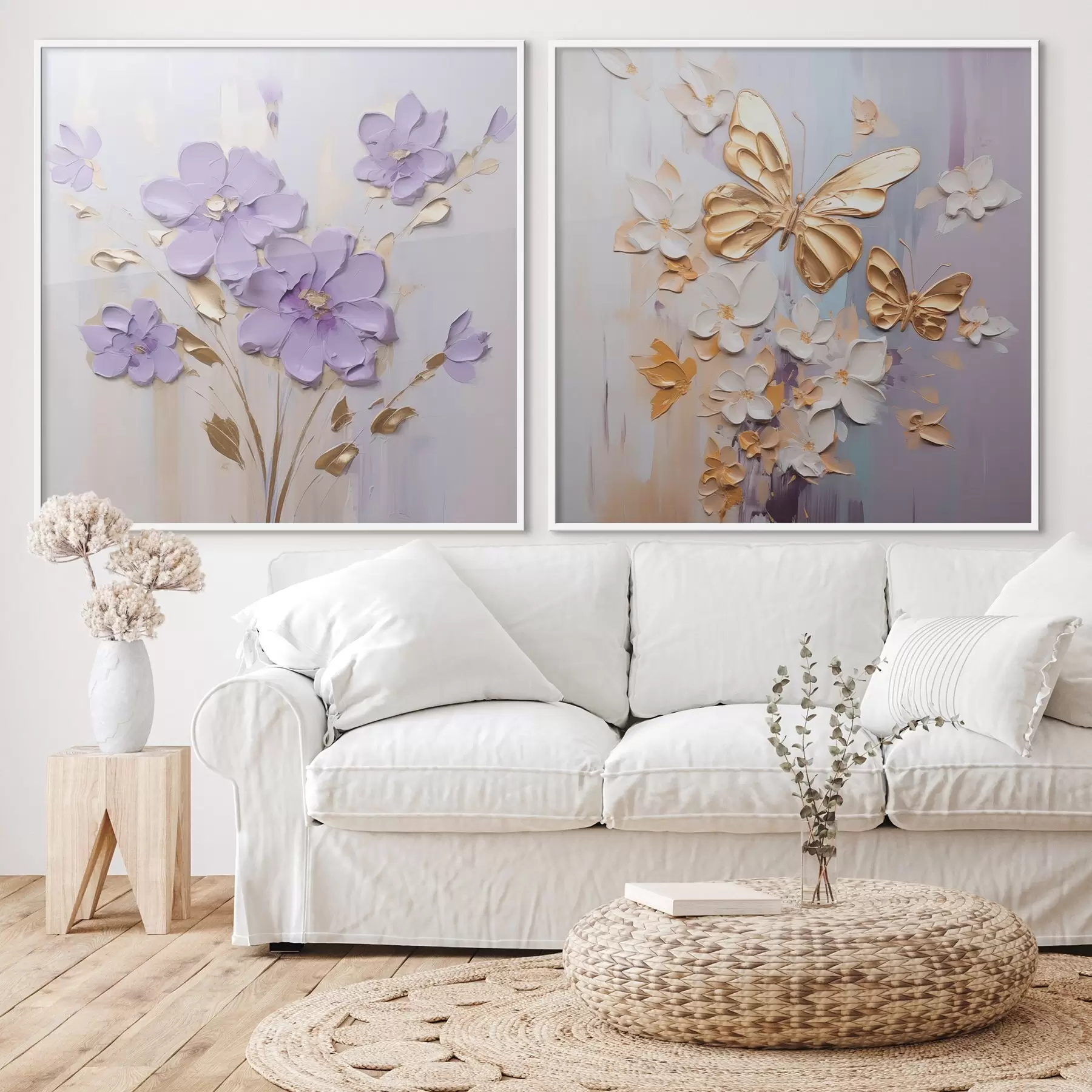 Fototapetai Drugelių ir gėlių imitacijos tapyba d01046