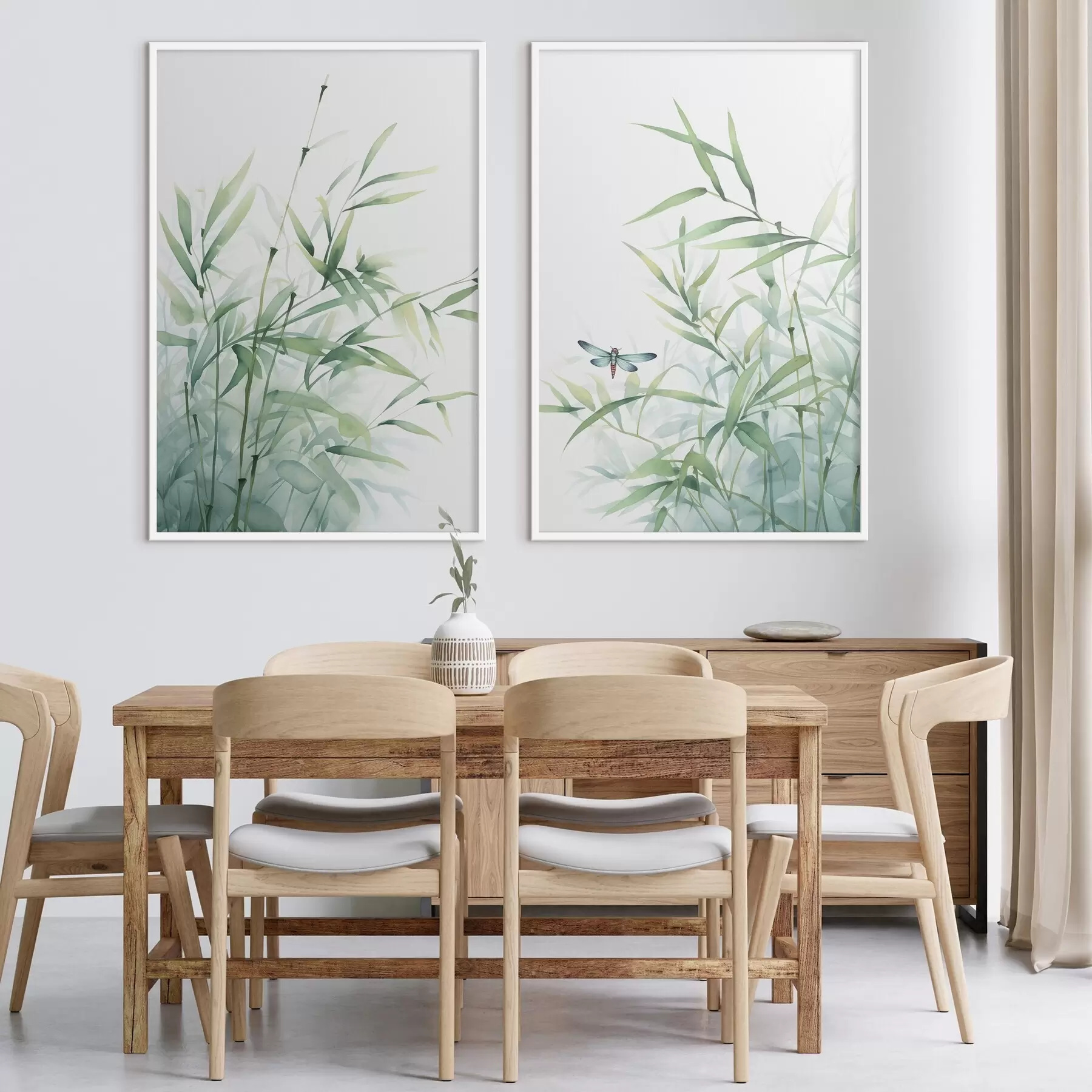 Fototapetai Bambuko augalai, akvarelės imitacija d01062