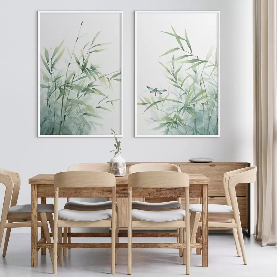 Fototapetai Bambuko augalai, akvarelės imitacija d01062