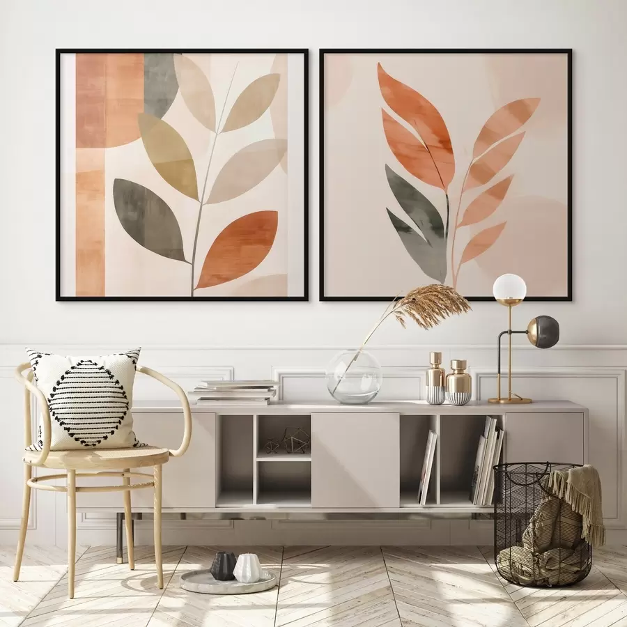 Fototapetai Stilizuotas augalo atvaizdas ramių spalvų gama d00984