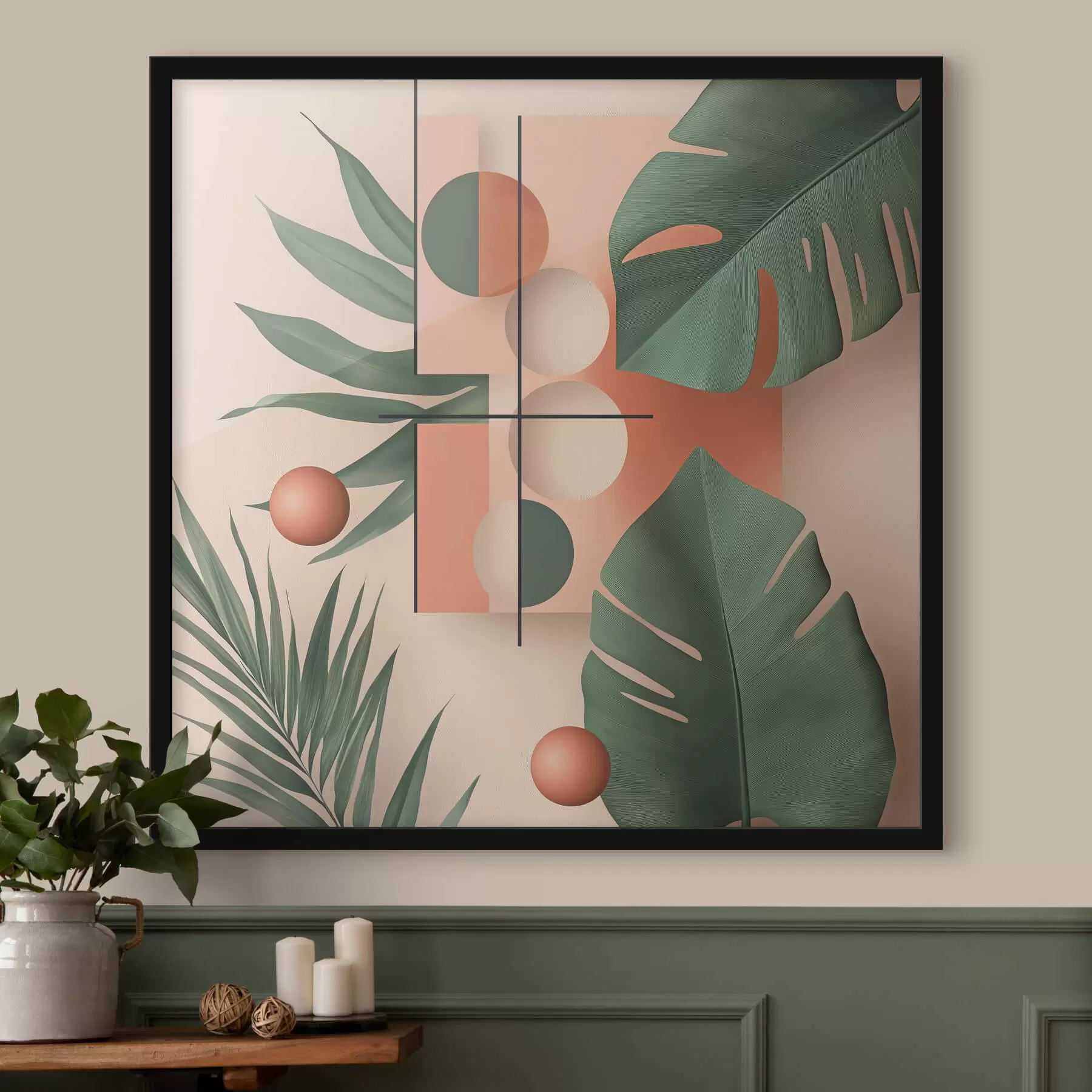 Fototapetai Abstrakcija su dideliais tropiniais lapais f47099