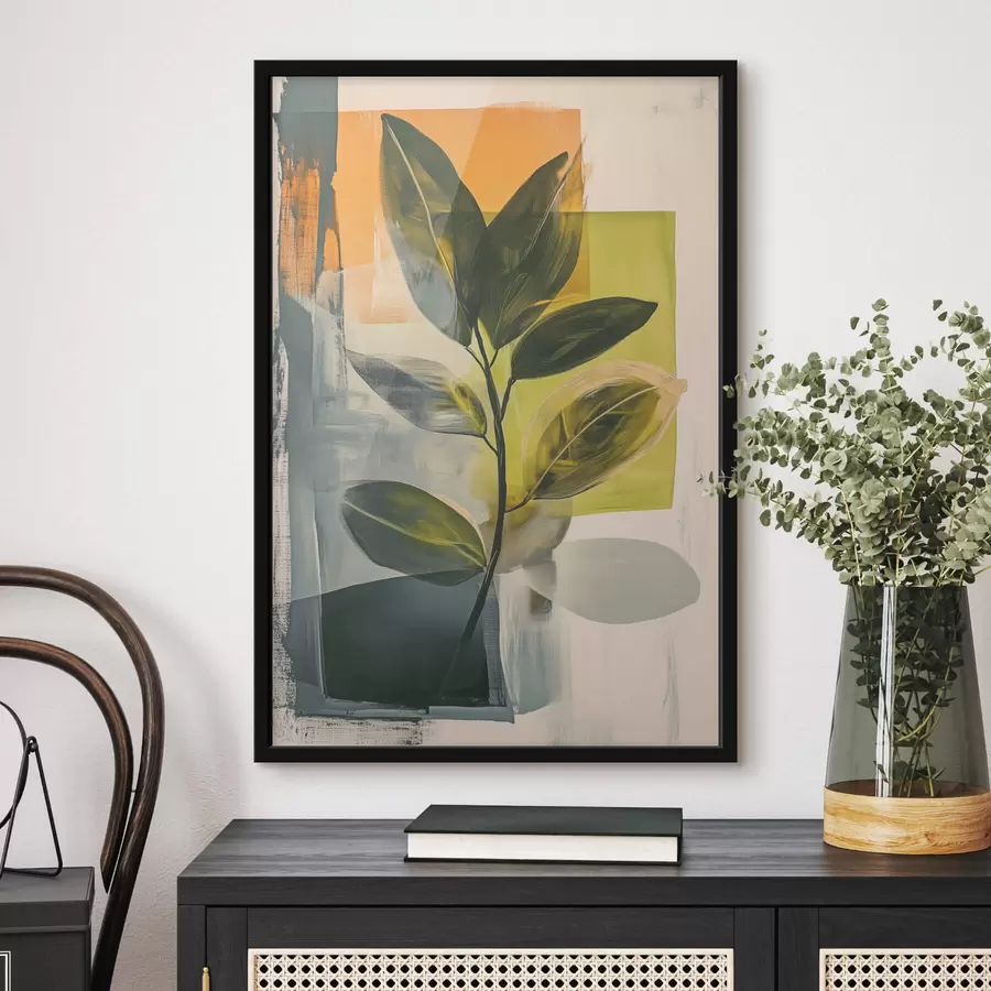 Fototapetai Lapų šaka ant abstraktaus fono f47249