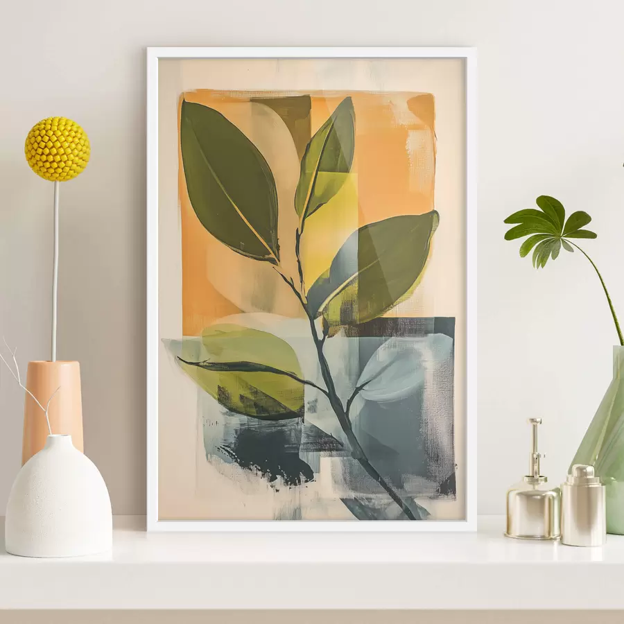 Fototapetai Lapų šaka ant abstraktaus fono f47250