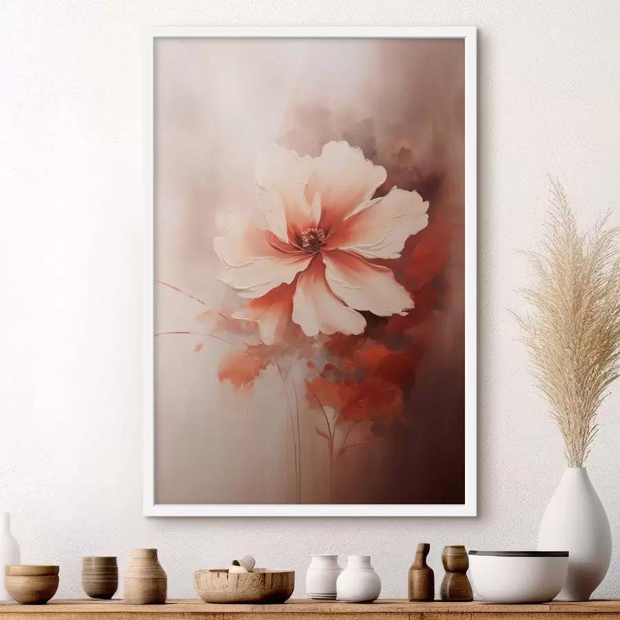 Fototapetai Subtilus baltas koralų žiedas ant neryškaus fono, nutapytas aliejaus tapybos stiliumi f46938