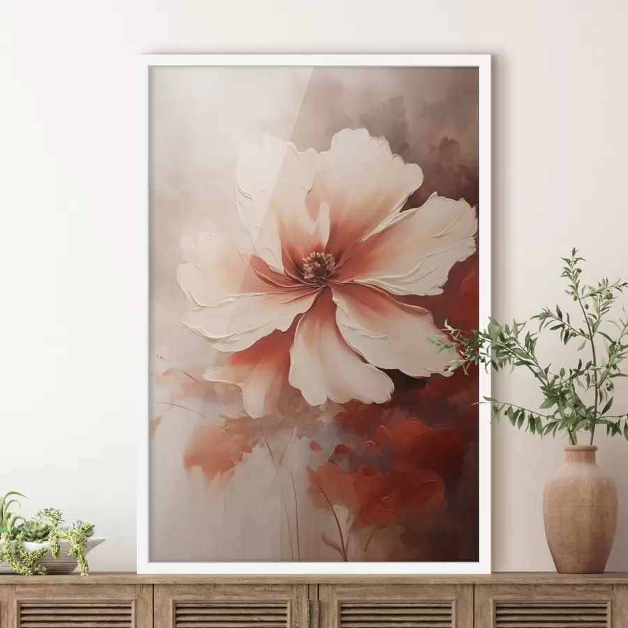 Fototapetai Artimas baltos koralų gėlės vaizdas ant neryškaus fono, tapybos stiliumi f46939