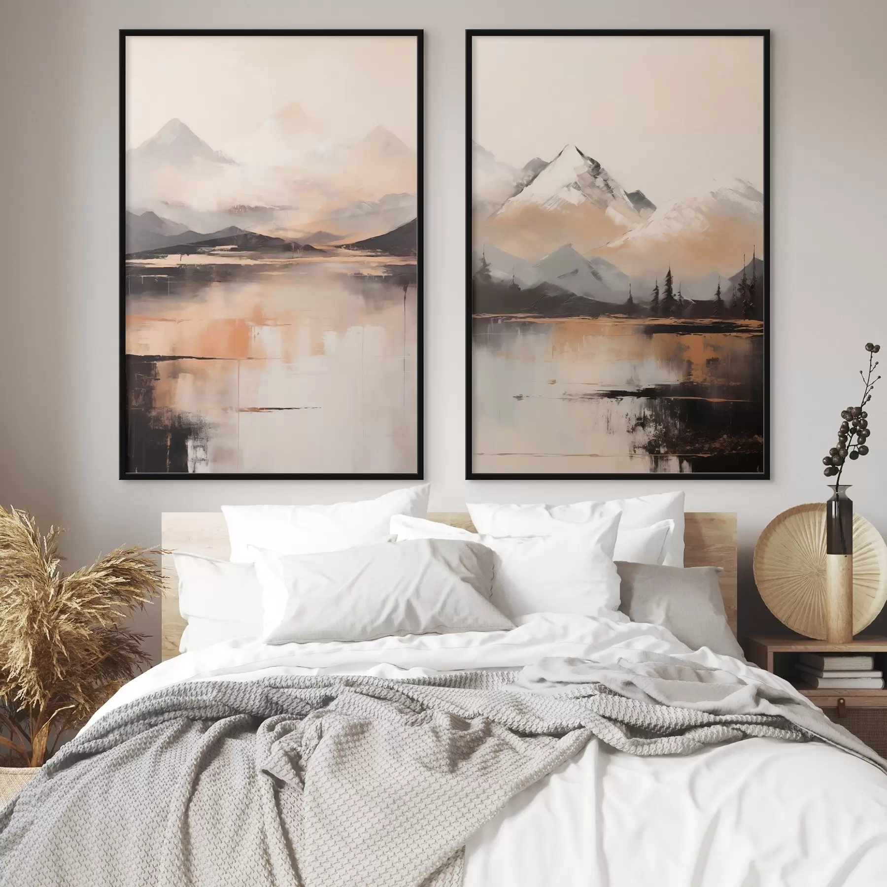 Fototapetai Peizažo tekstūruotas paveikslas, imituojantis kalnus ir ežerą d00831