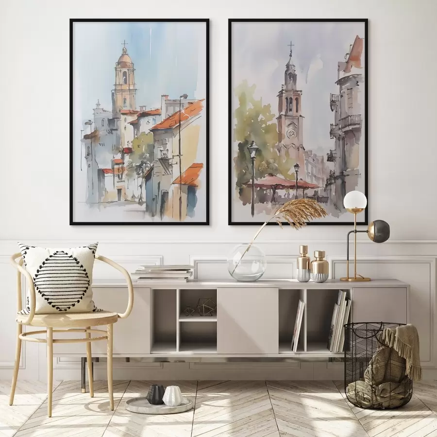 Fototapetai Miesto peizažo imitacija akvarele d00832