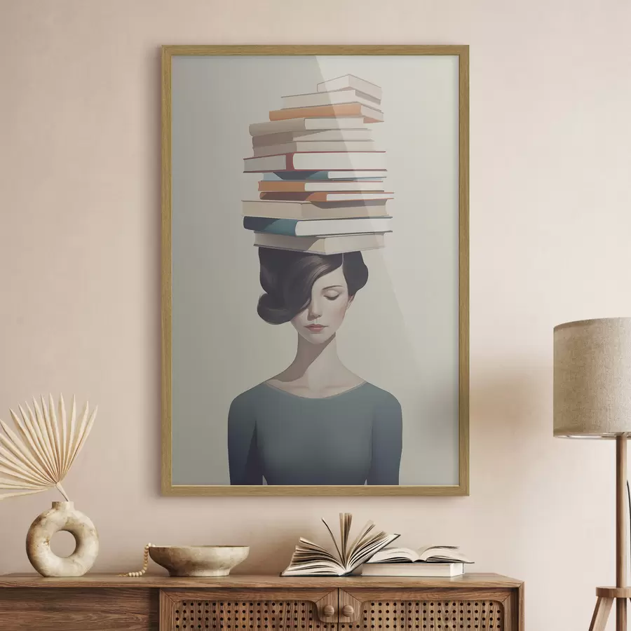 Fototapetai Siurrealistinis merginos su knygomis portretas f47334