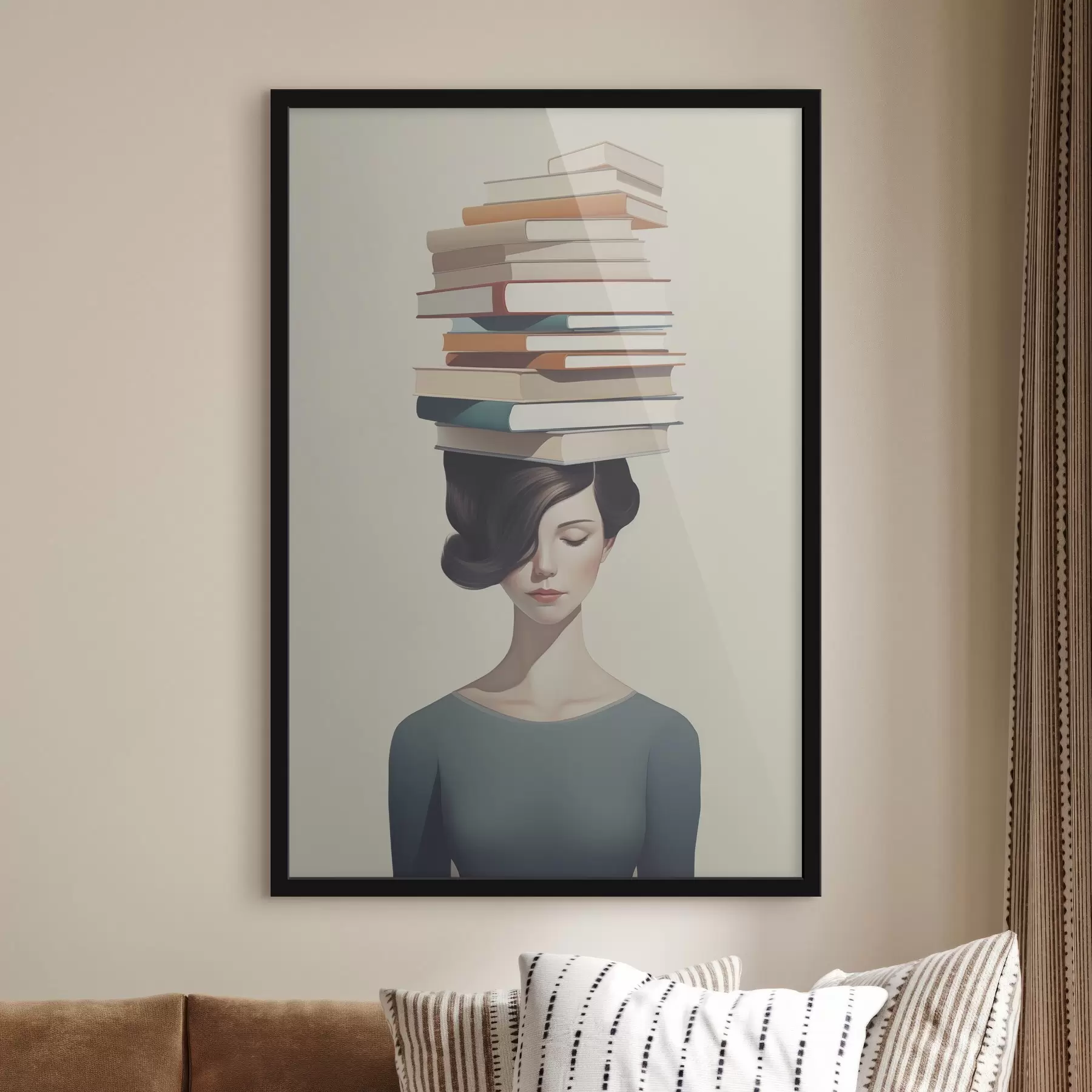 Fototapetai Siurrealistinis merginos su knygomis portretas f47334