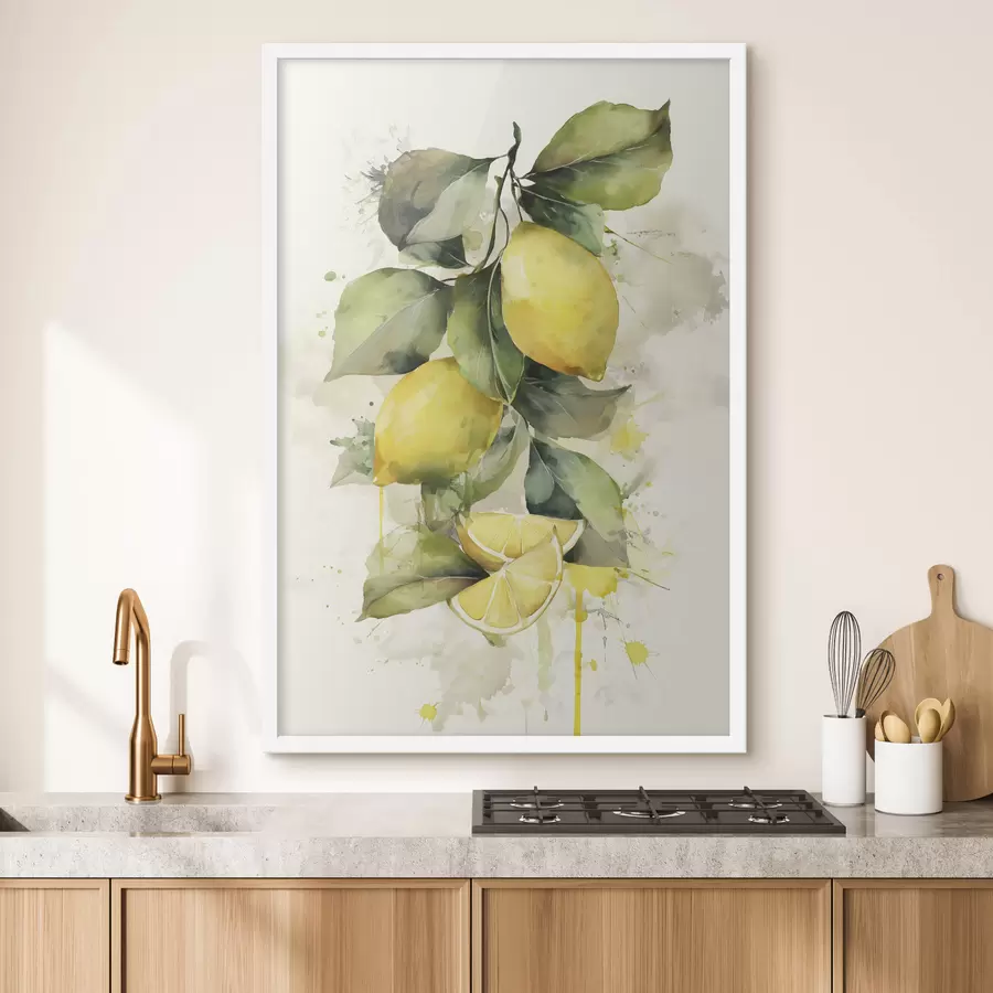 Fototapetai akvarelės stiliaus šaka su citrinomis f47124