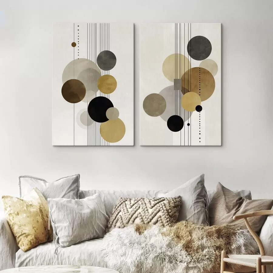 Fototapetai abstrakcija su apskritimais ir linijomis šiltomis spalvomis m01182