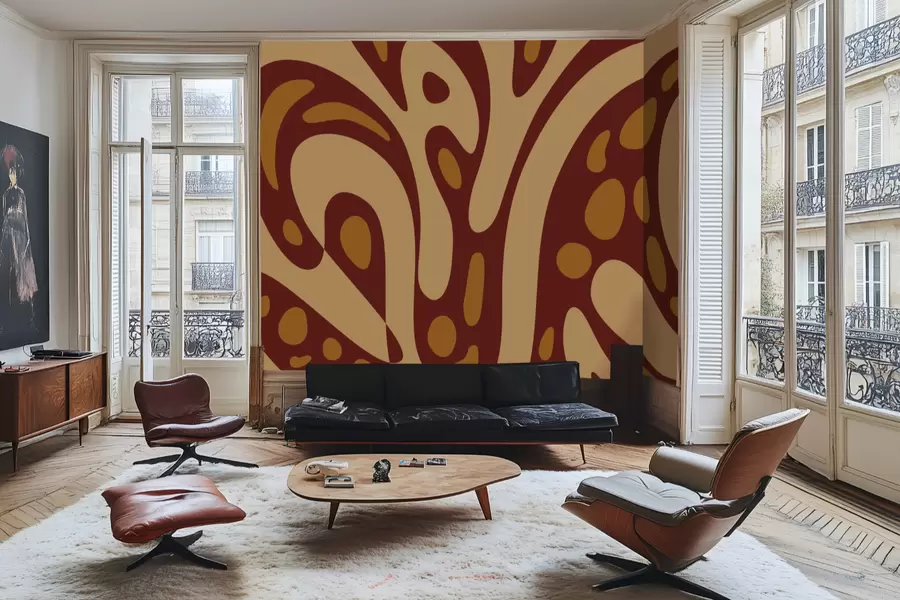 Fototapetai Abstraktus raštas su rudomis ir smėlio spalvos figūromis w05071v2