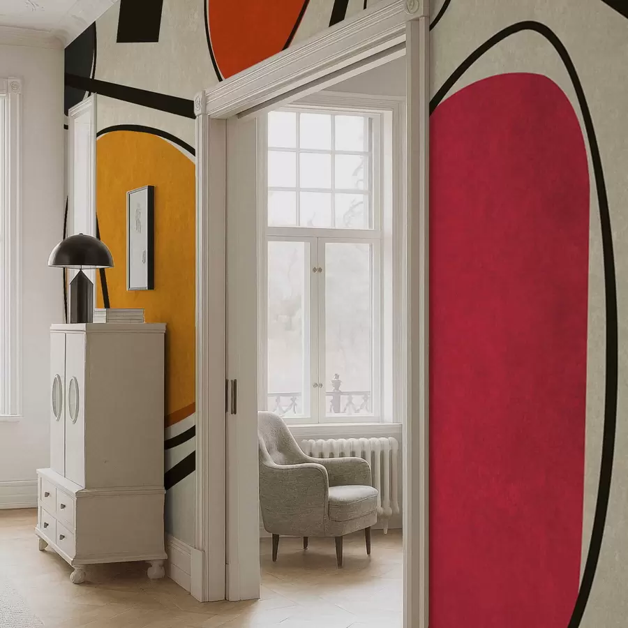 Fototapetai Abstrakčios formos ir linijos su ryškiais spalvų laukais w05017