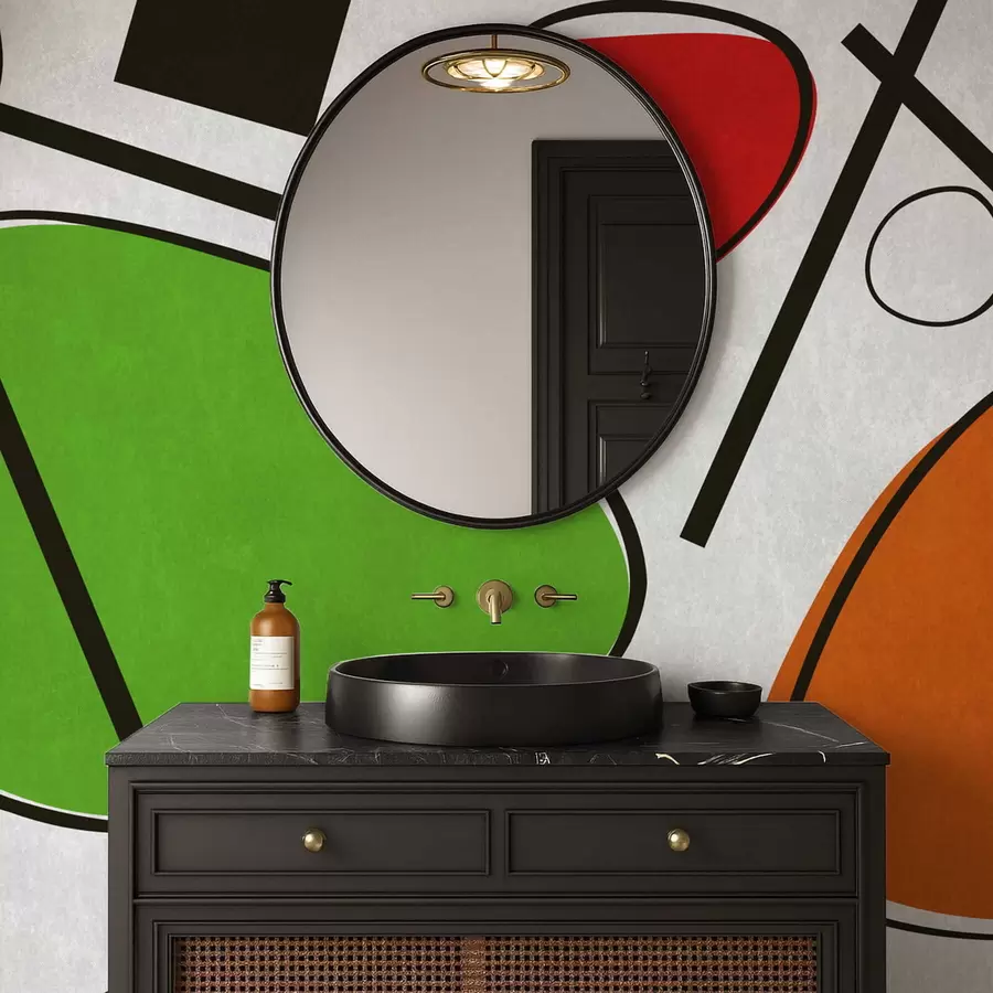 Fototapetai Abstrakčios geometrinės formos su linijomis ir ryškiomis spalvų sritimis w05017v1