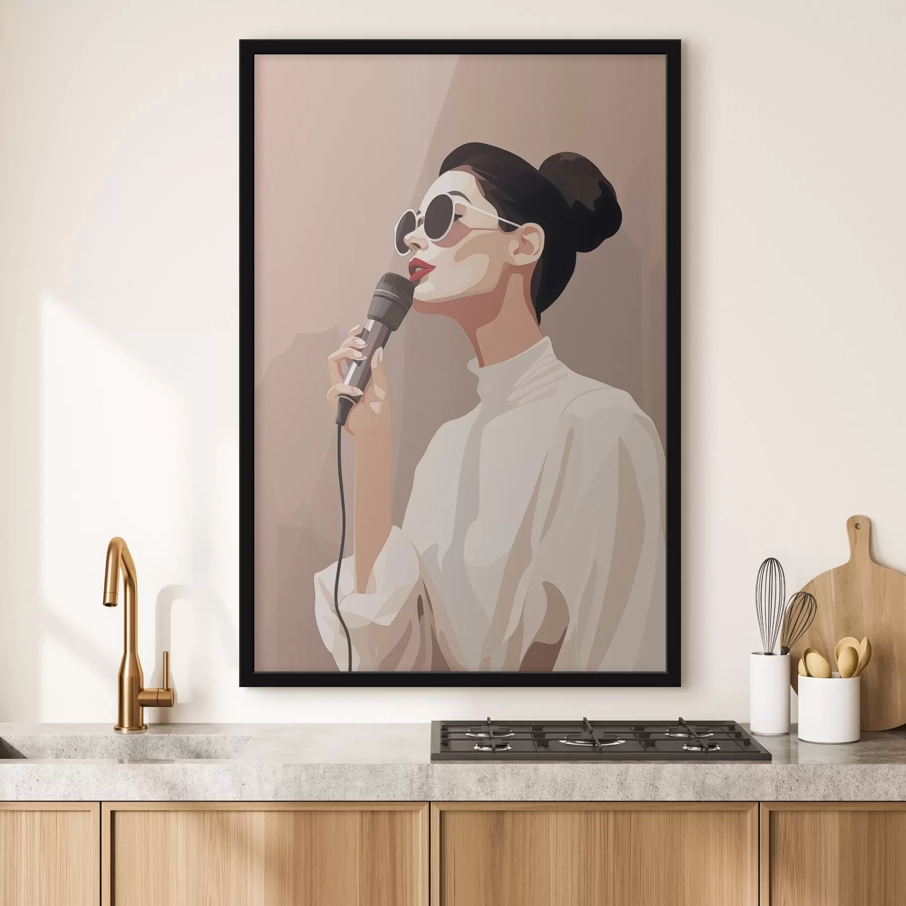 Fototapetai Mergina su mikrofonu f47409