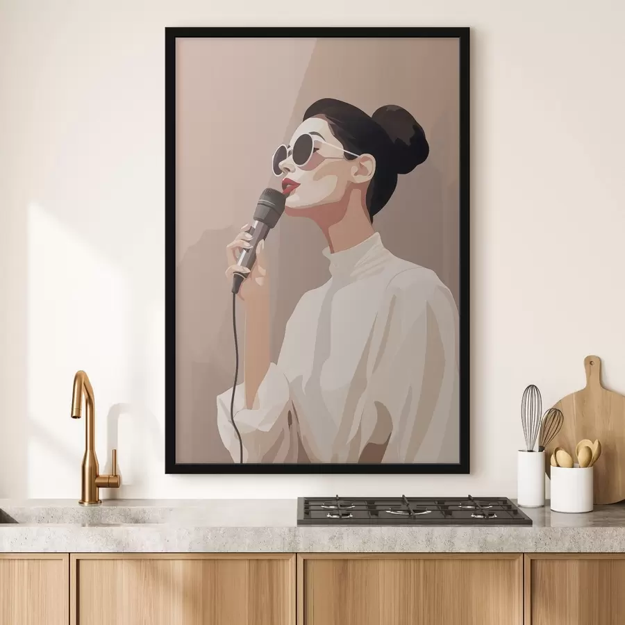 Fototapetai Mergina su mikrofonu f47409