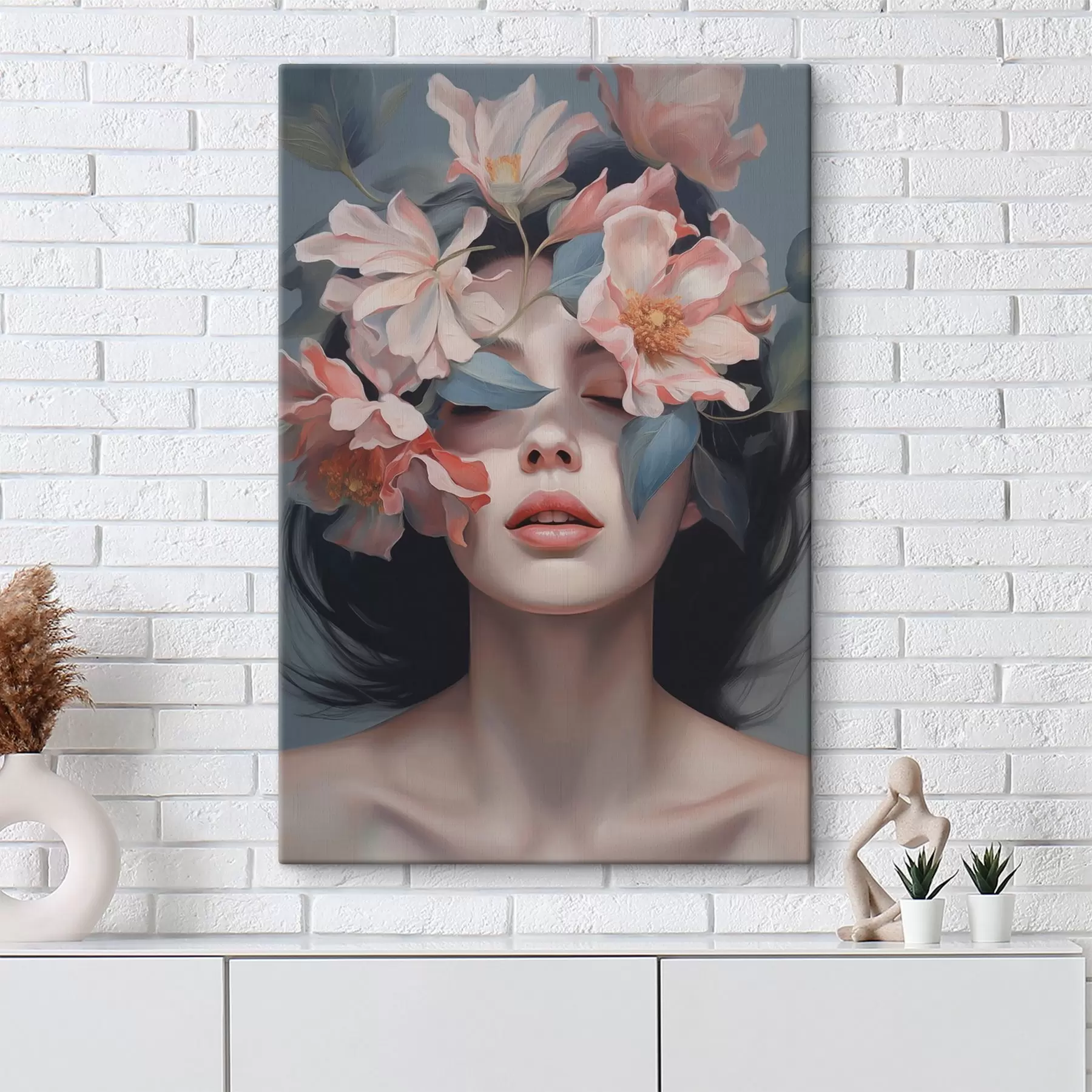 Paveikslėlis Abstraktus moters portretas su gėlėmis s47488